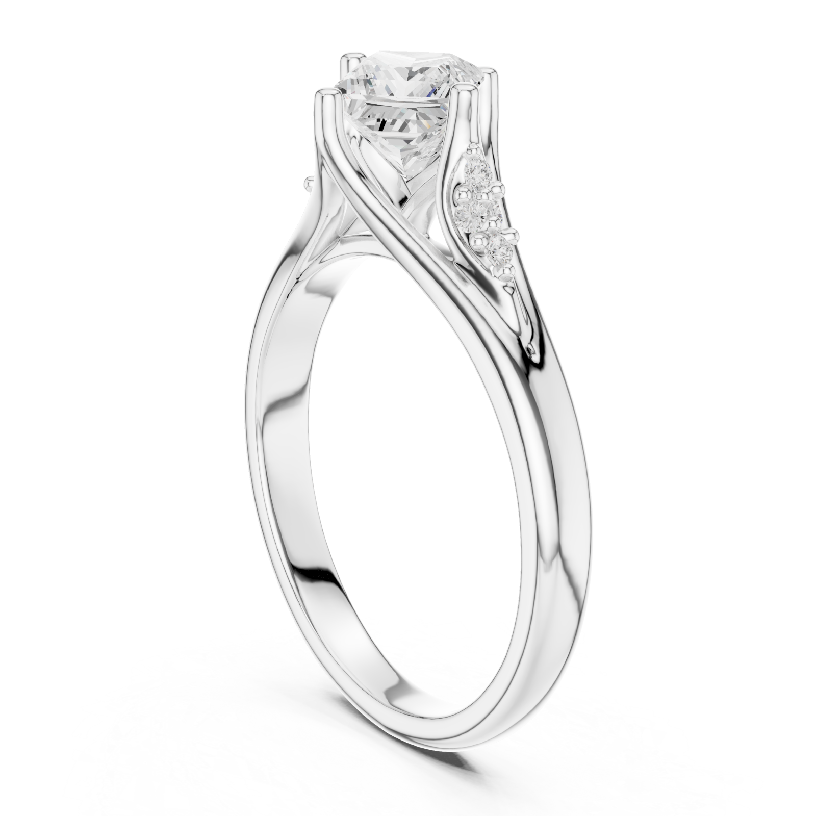  White Gold Whispered Blossom Accent Promise Ring Left View