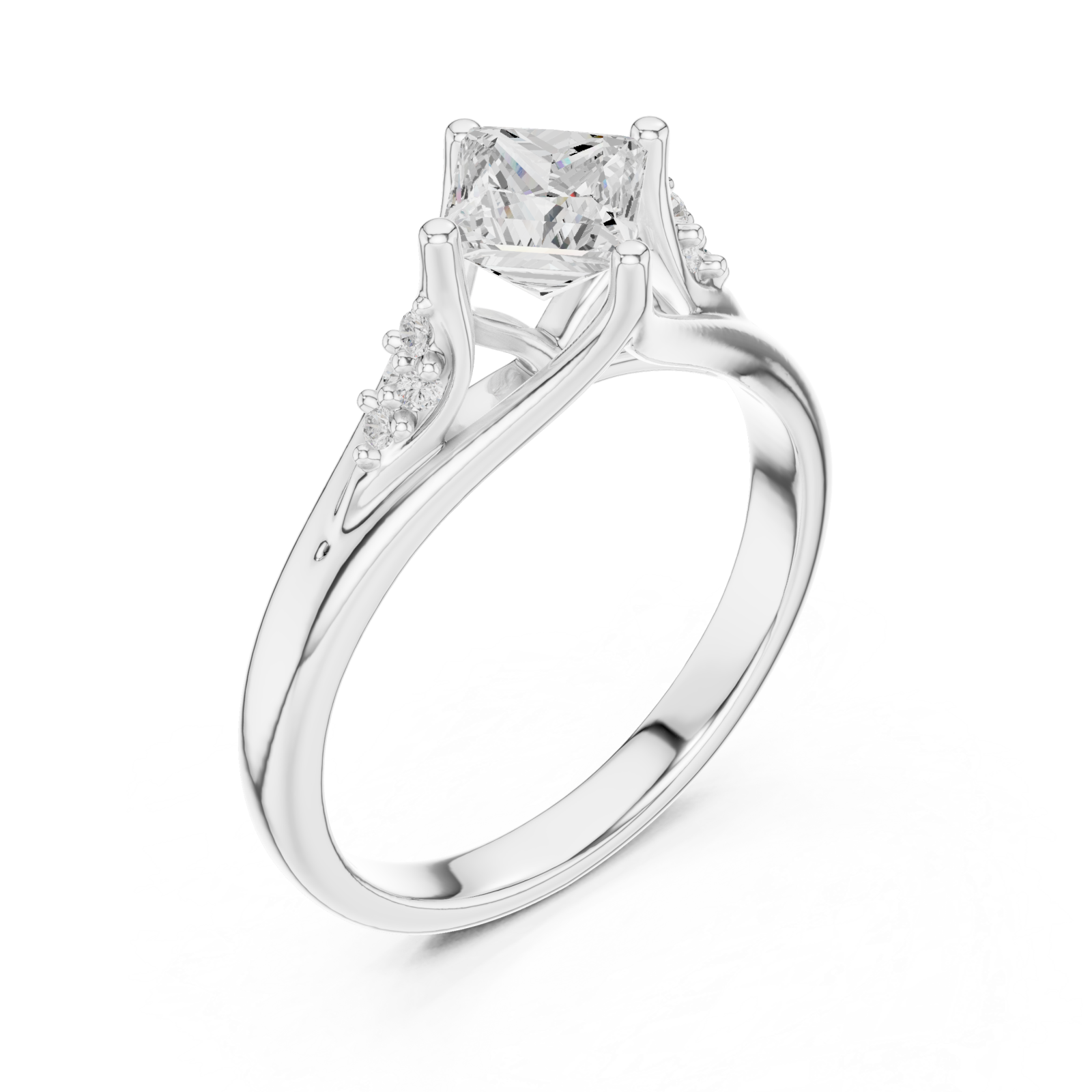  White Gold Whispered Blossom Accent Promise Ring Right View
