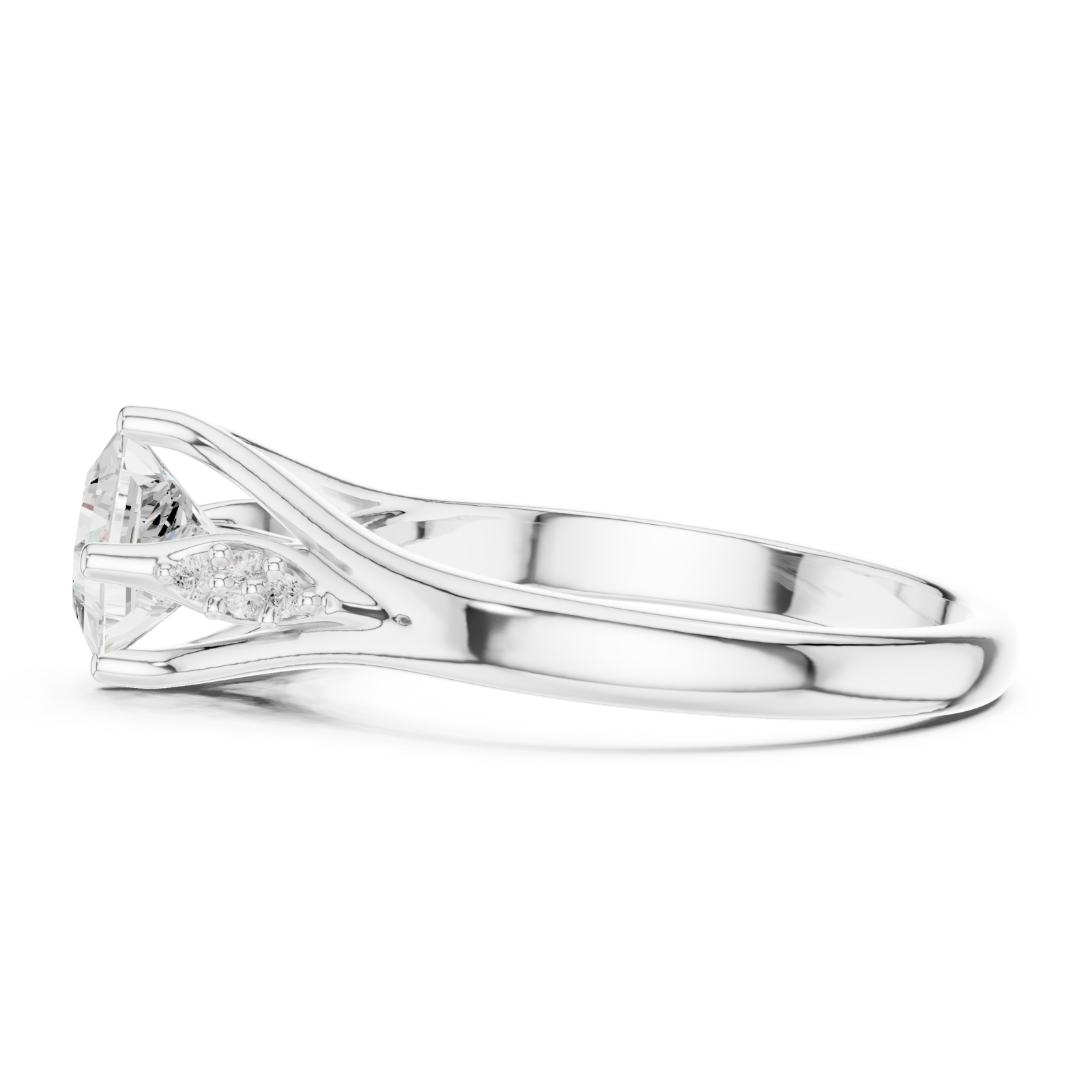  White Gold Whispered Blossom Accent Promise Ring Side View