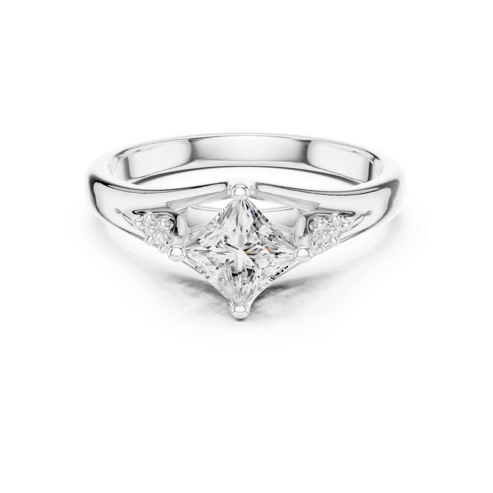  White Gold Whispered Blossom Accent Promise Ring Front View