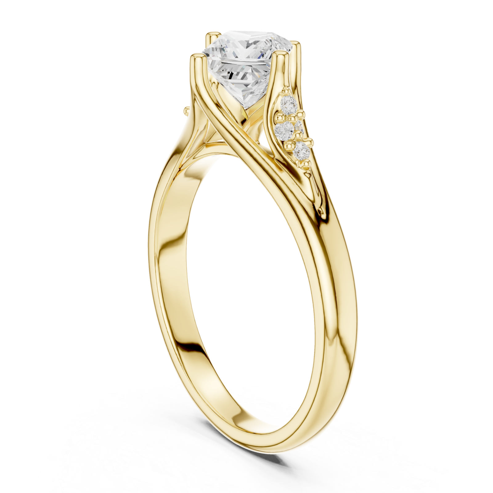  Gold Whispered Blossom Accent Promise Ring Left View