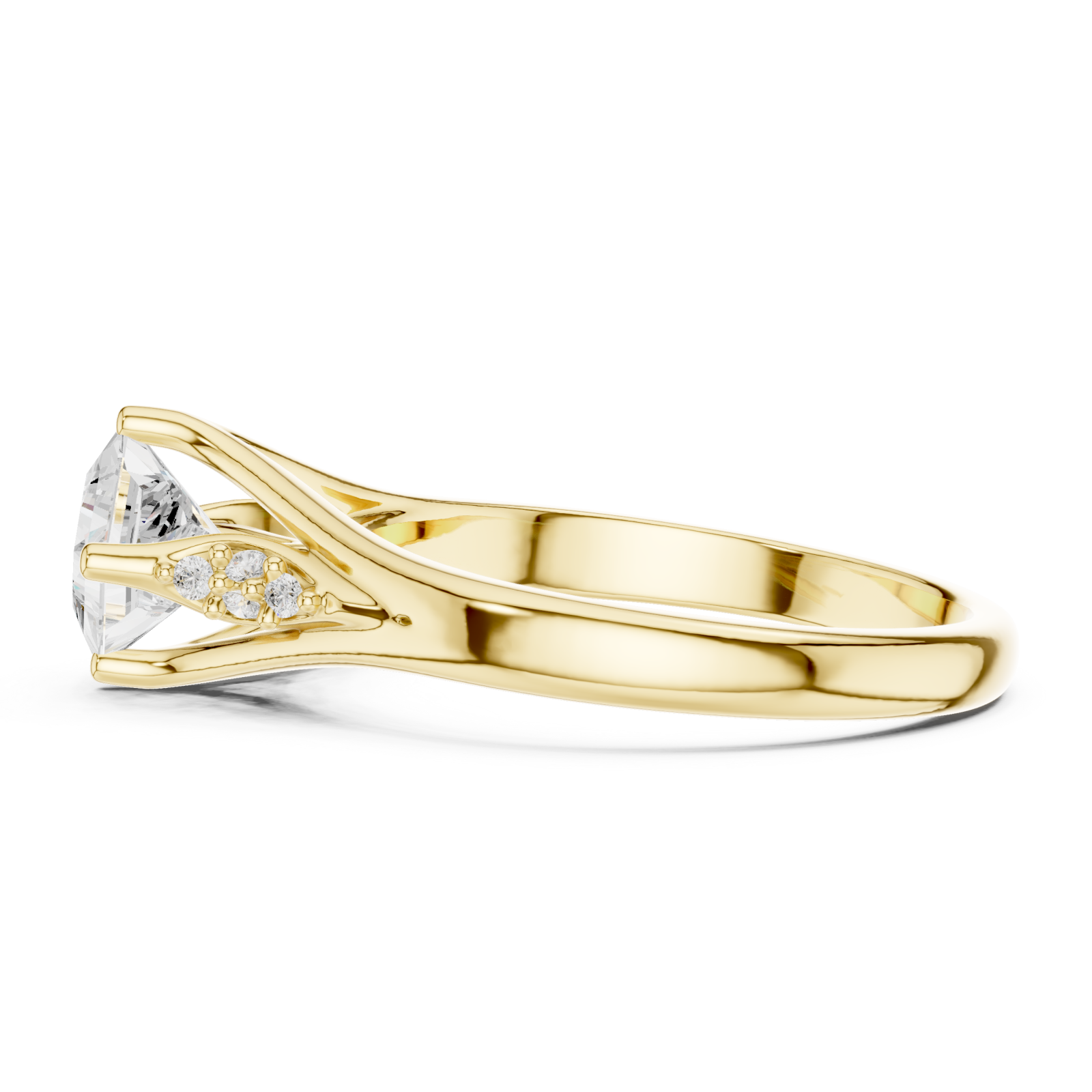  Gold Whispered Blossom Accent Promise Ring Side View