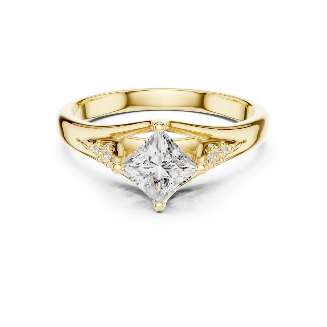 Gold Whispered Blossom Accent Promise Ring Right View
