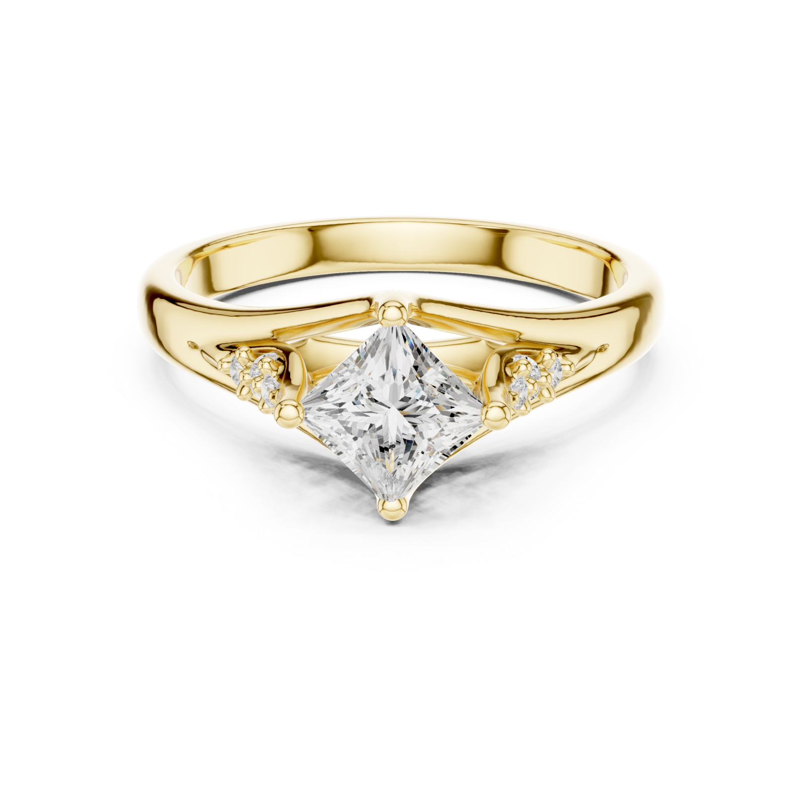  Gold Whispered Blossom Accent Promise Ring Front View