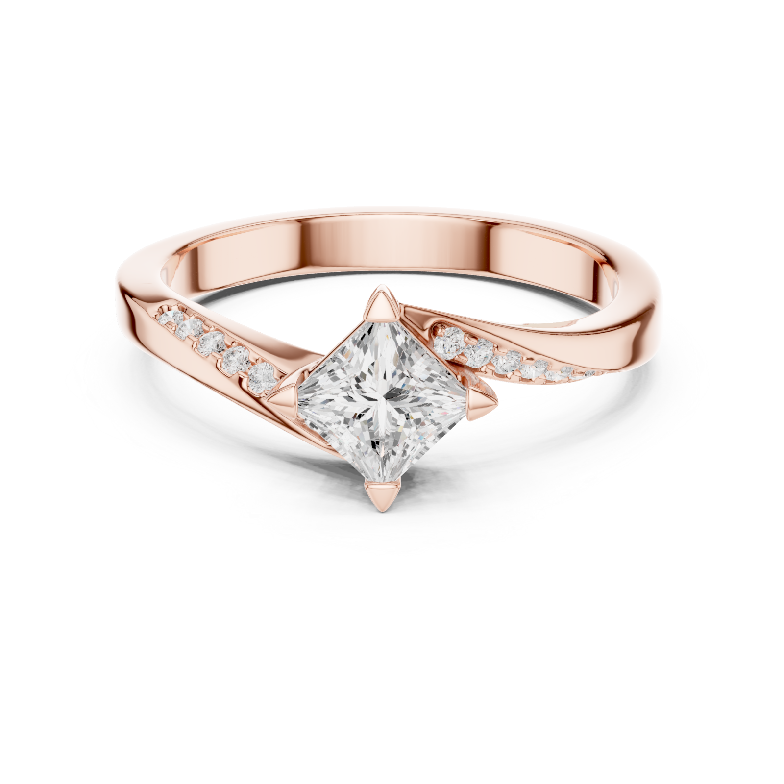  Rose Gold Eternal Grace Double Row Band Ring Front View