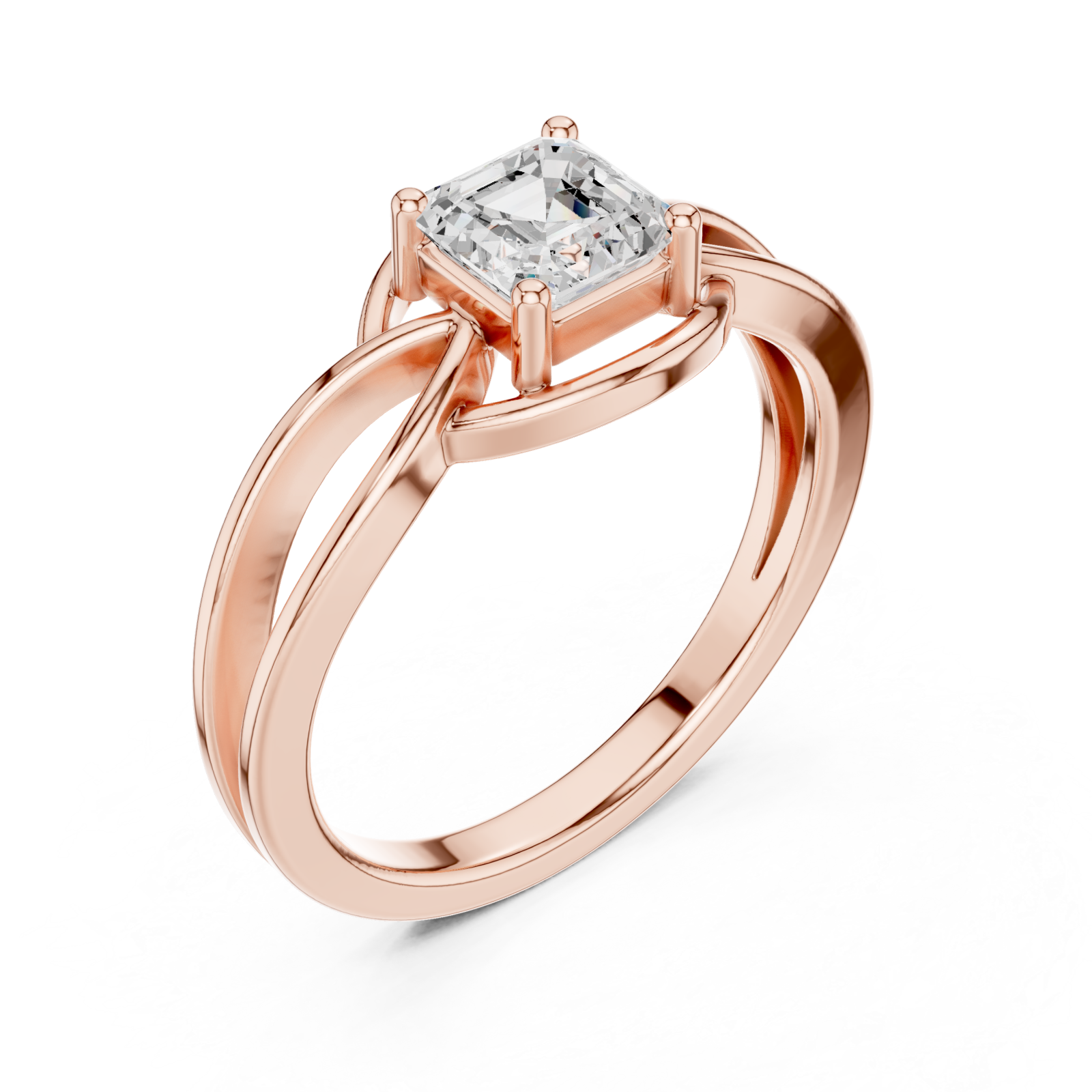  Rose Gold Radiant Embrace Emerald Solitaire Ring Right View