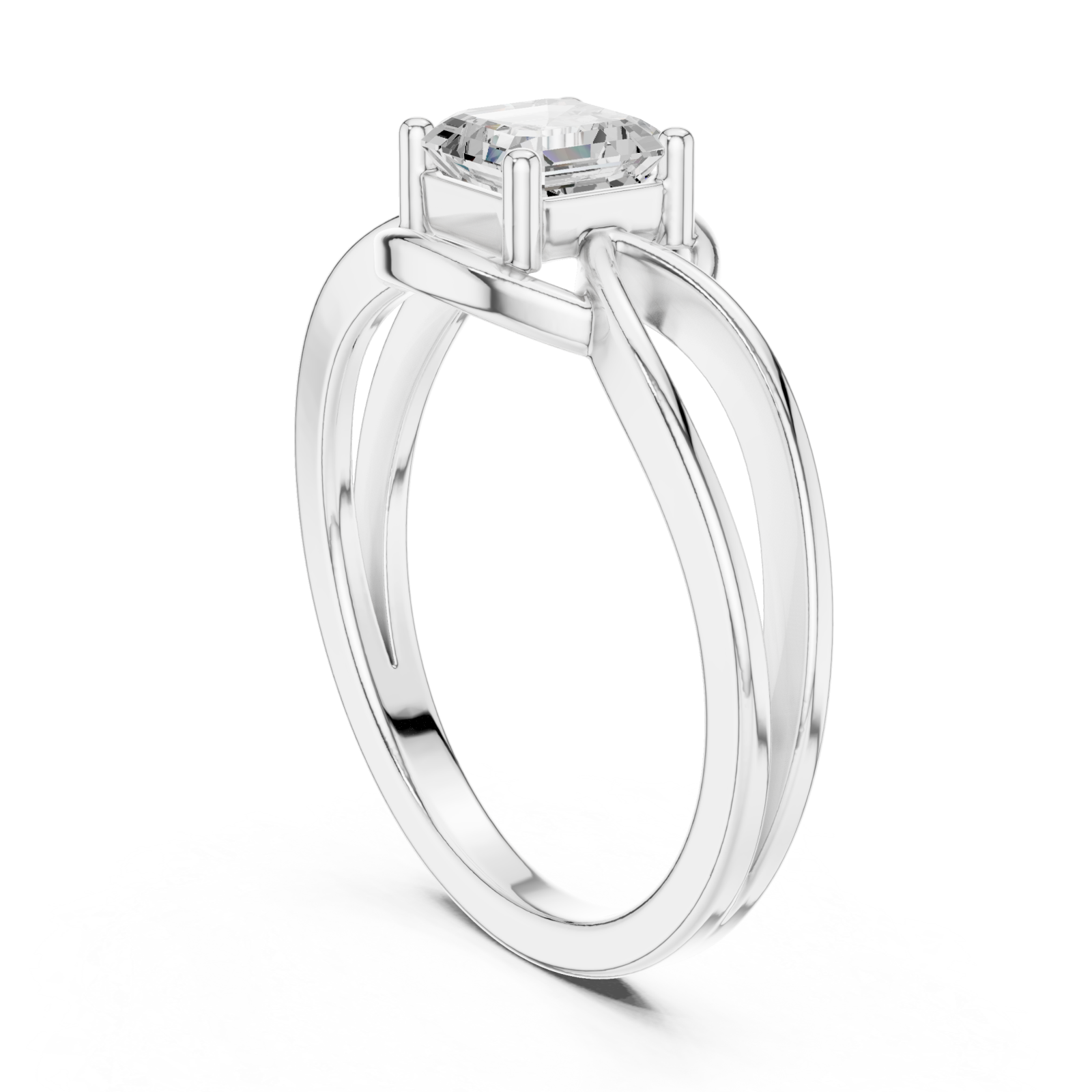  White Gold Radiant Embrace Emerald Solitaire Ring Left View