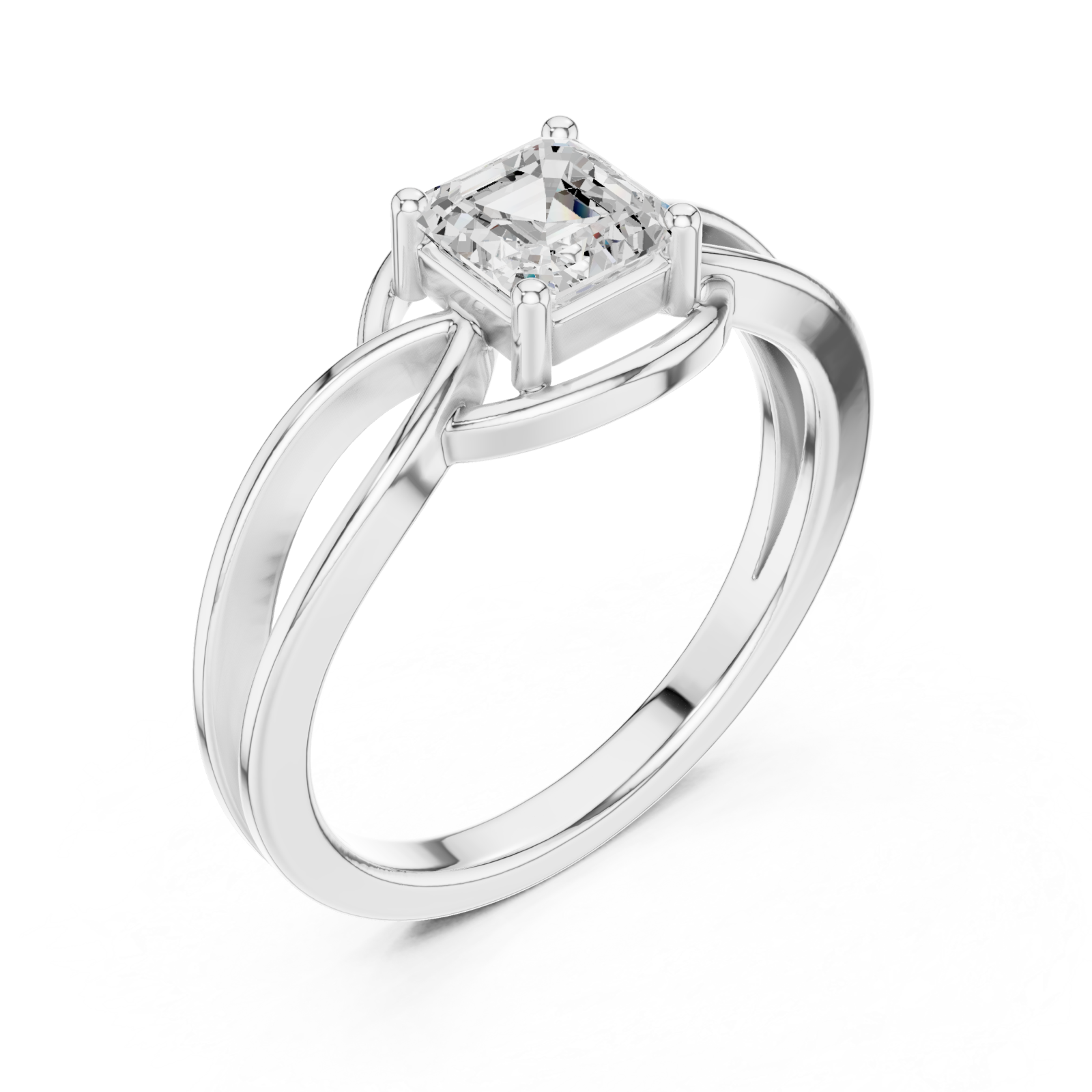  White Gold Radiant Embrace Emerald Solitaire Ring Right View