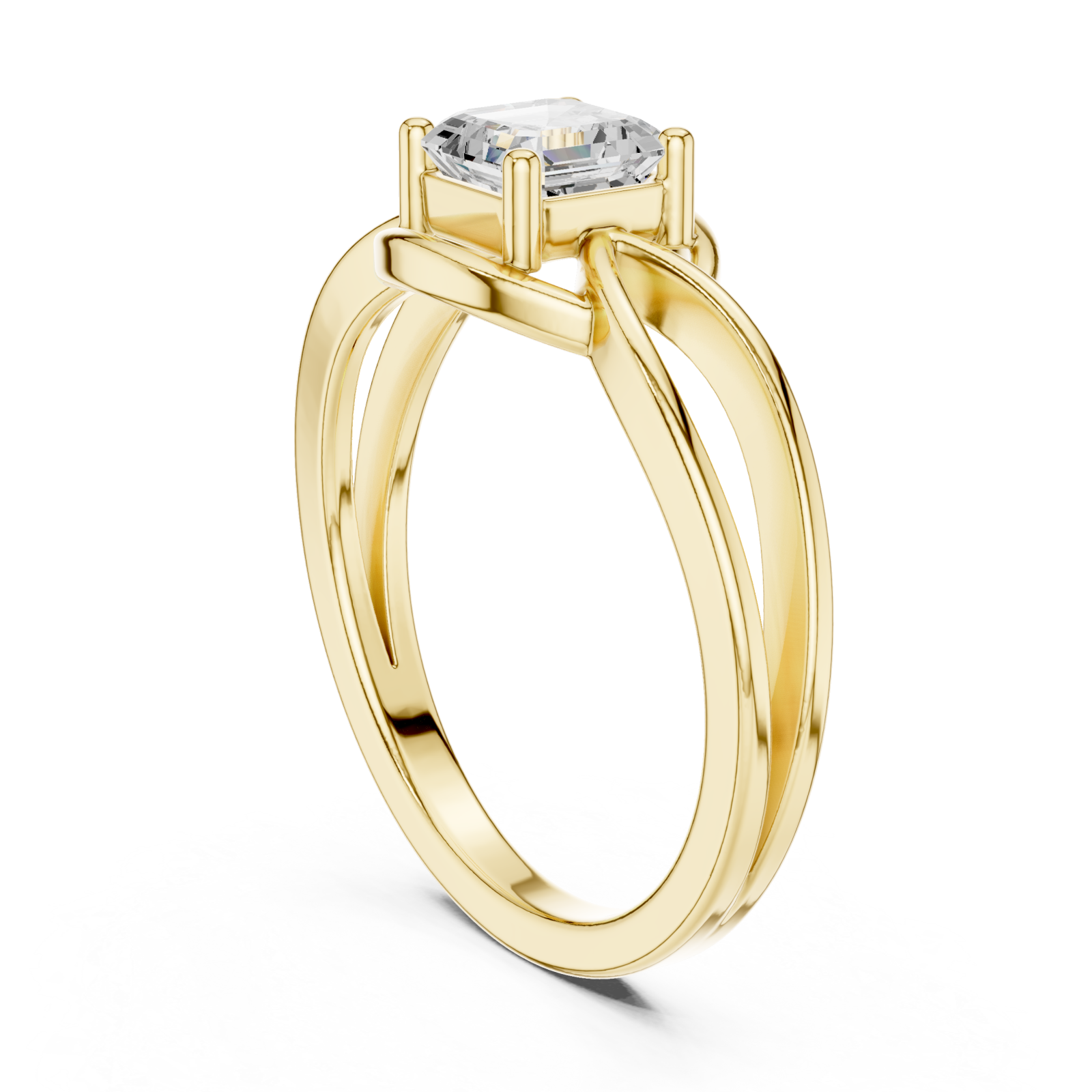  Gold Radiant Embrace Emerald Solitaire Ring Left View