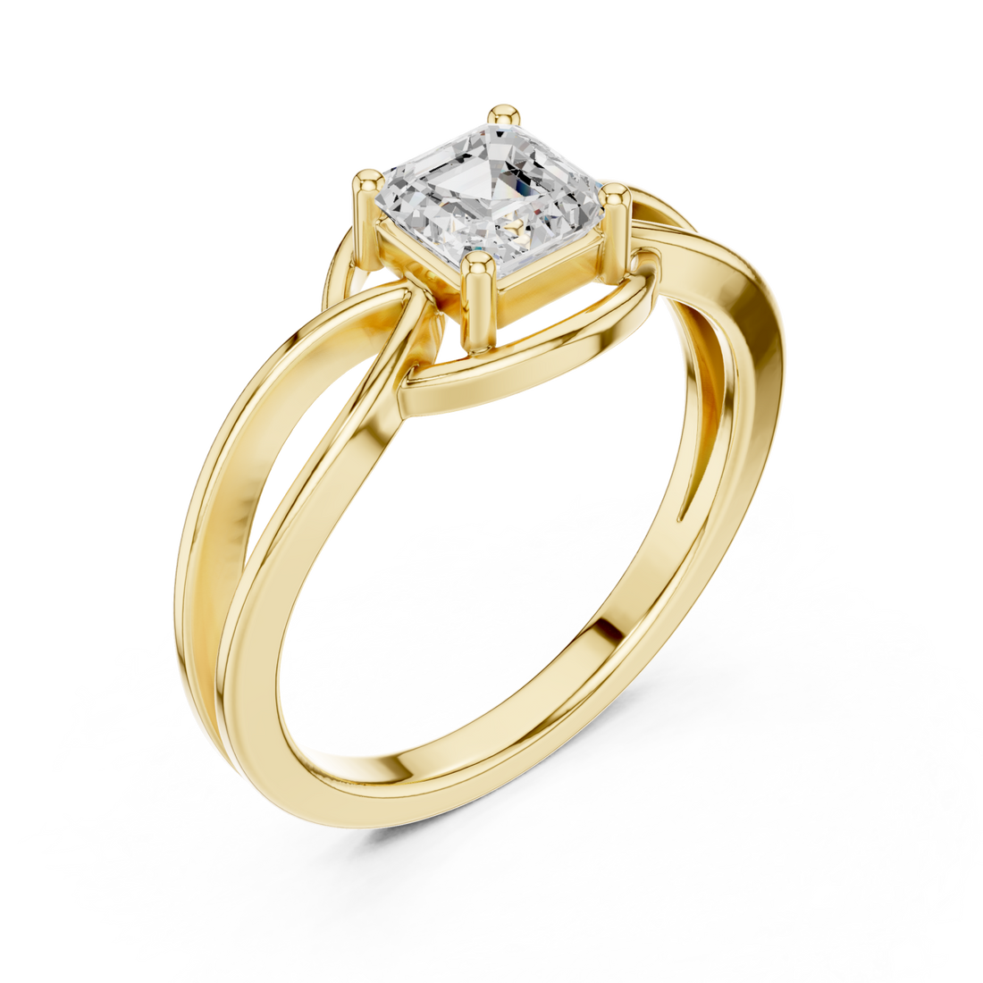 Gold Radiant Embrace Emerald Solitaire Ring Right View
