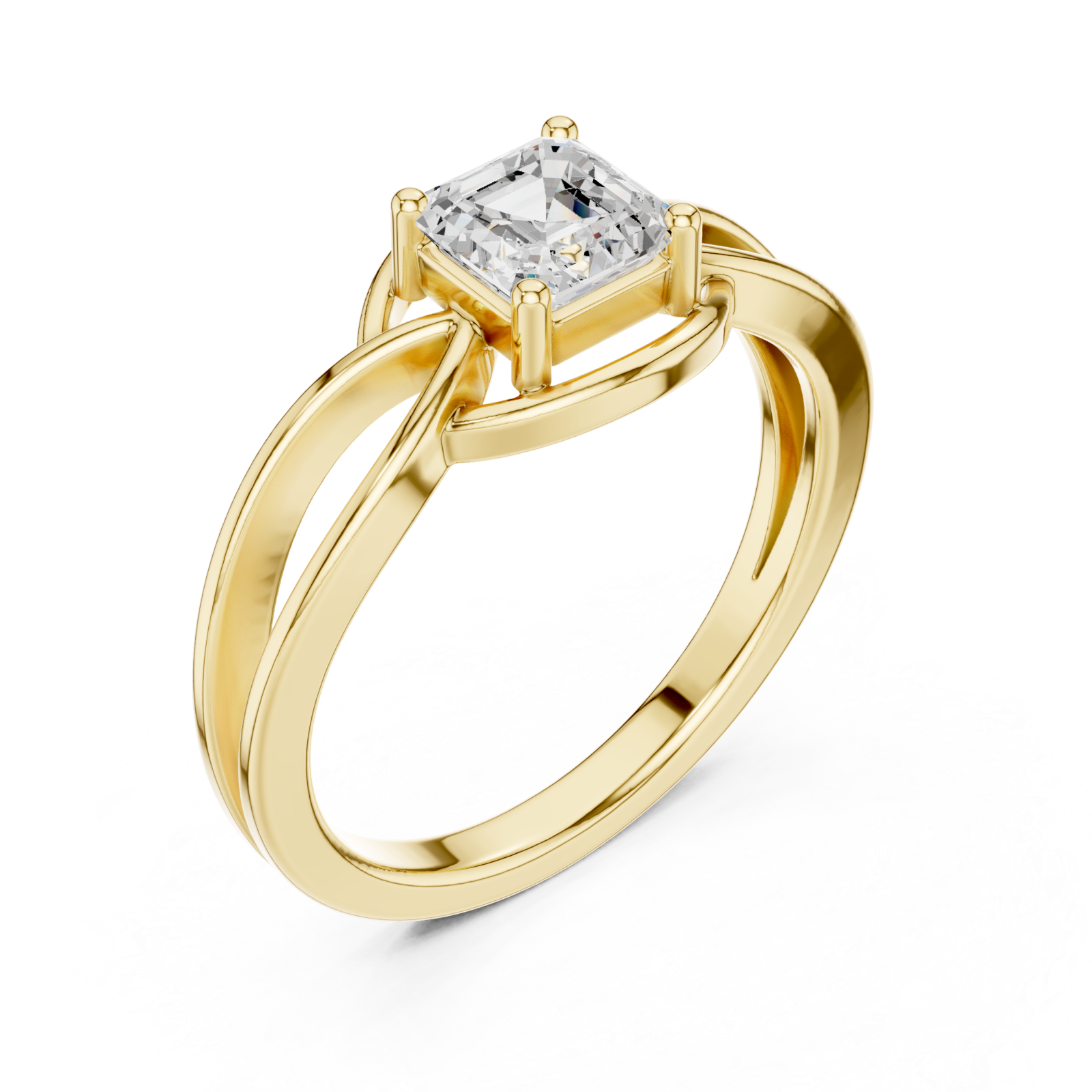 Gold Radiant Embrace Emerald Solitaire Ring Right View