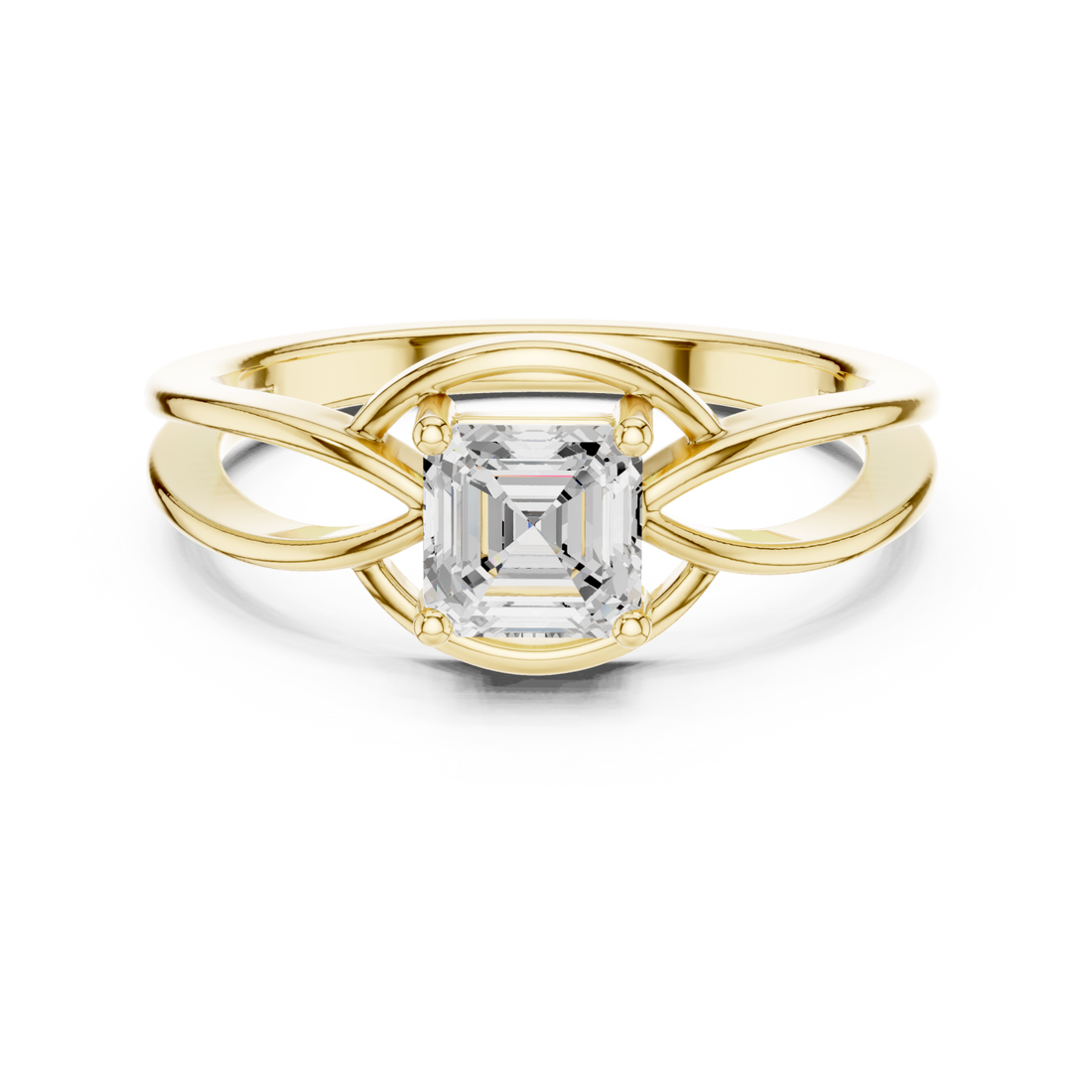 Gold Radiant Embrace Emerald Solitaire Ring Right View