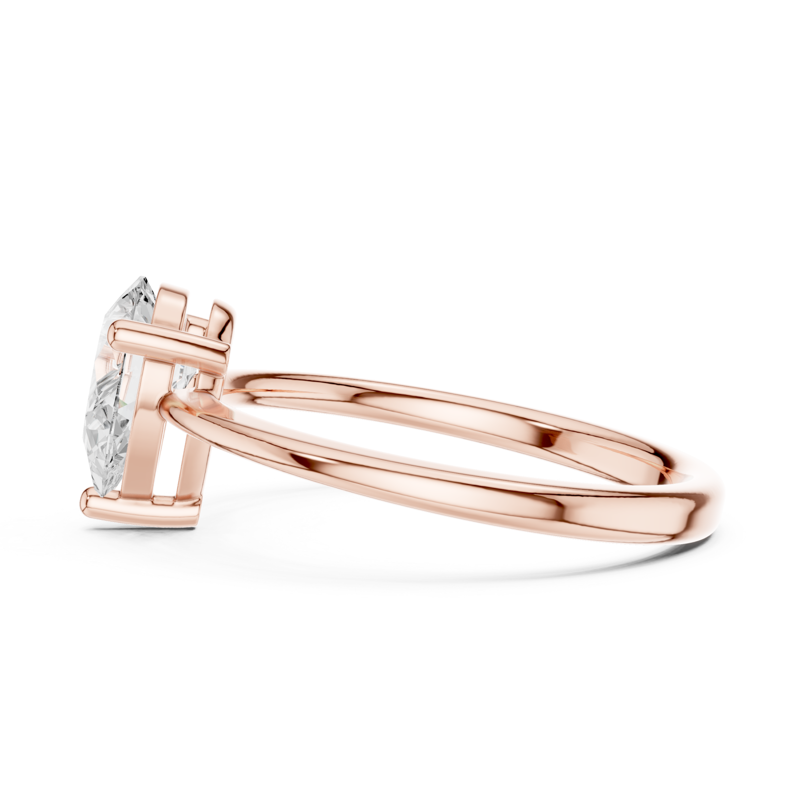  Rose Gold Graceful Marquise Charm Ring Side View