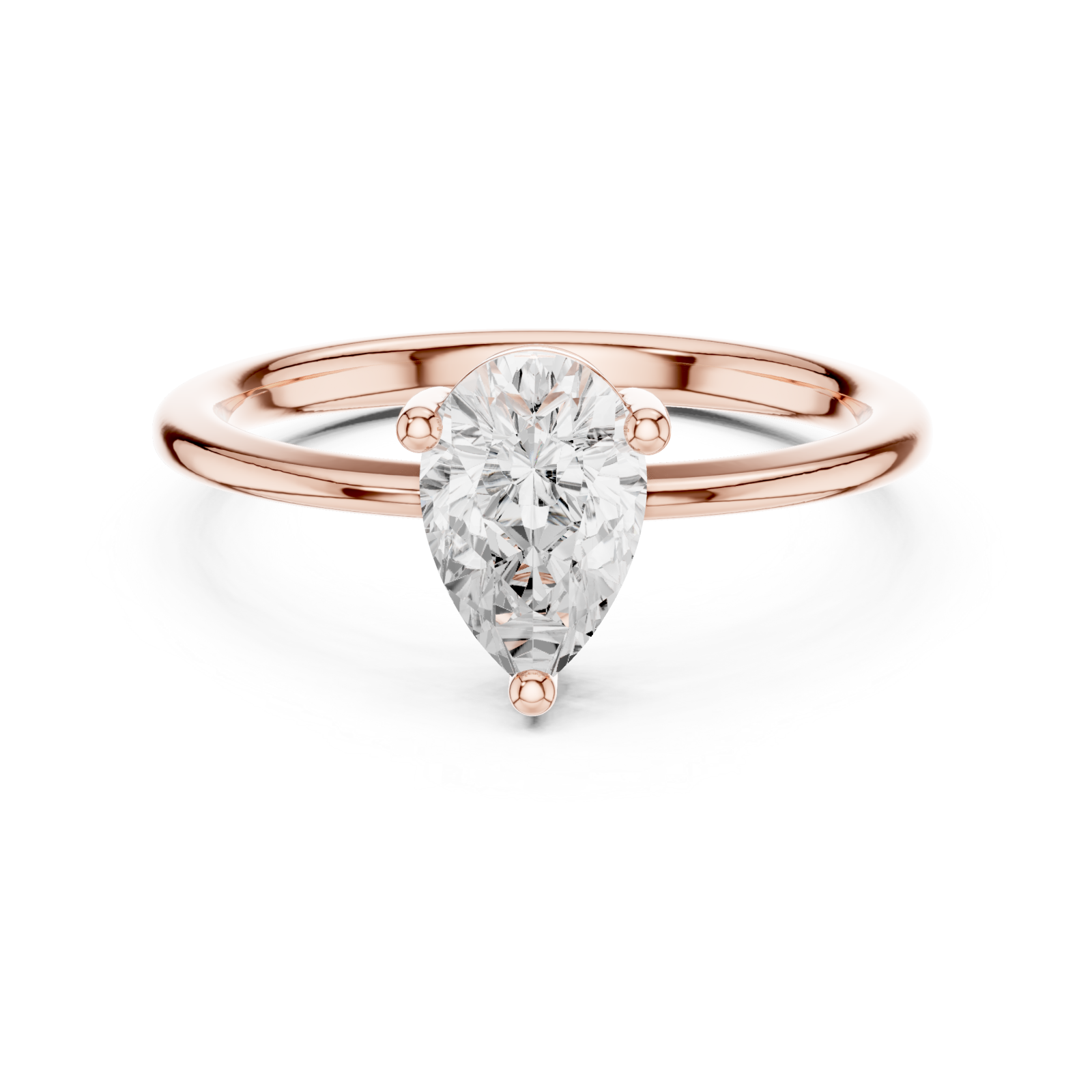  Rose Gold Graceful Marquise Charm Ring Front View