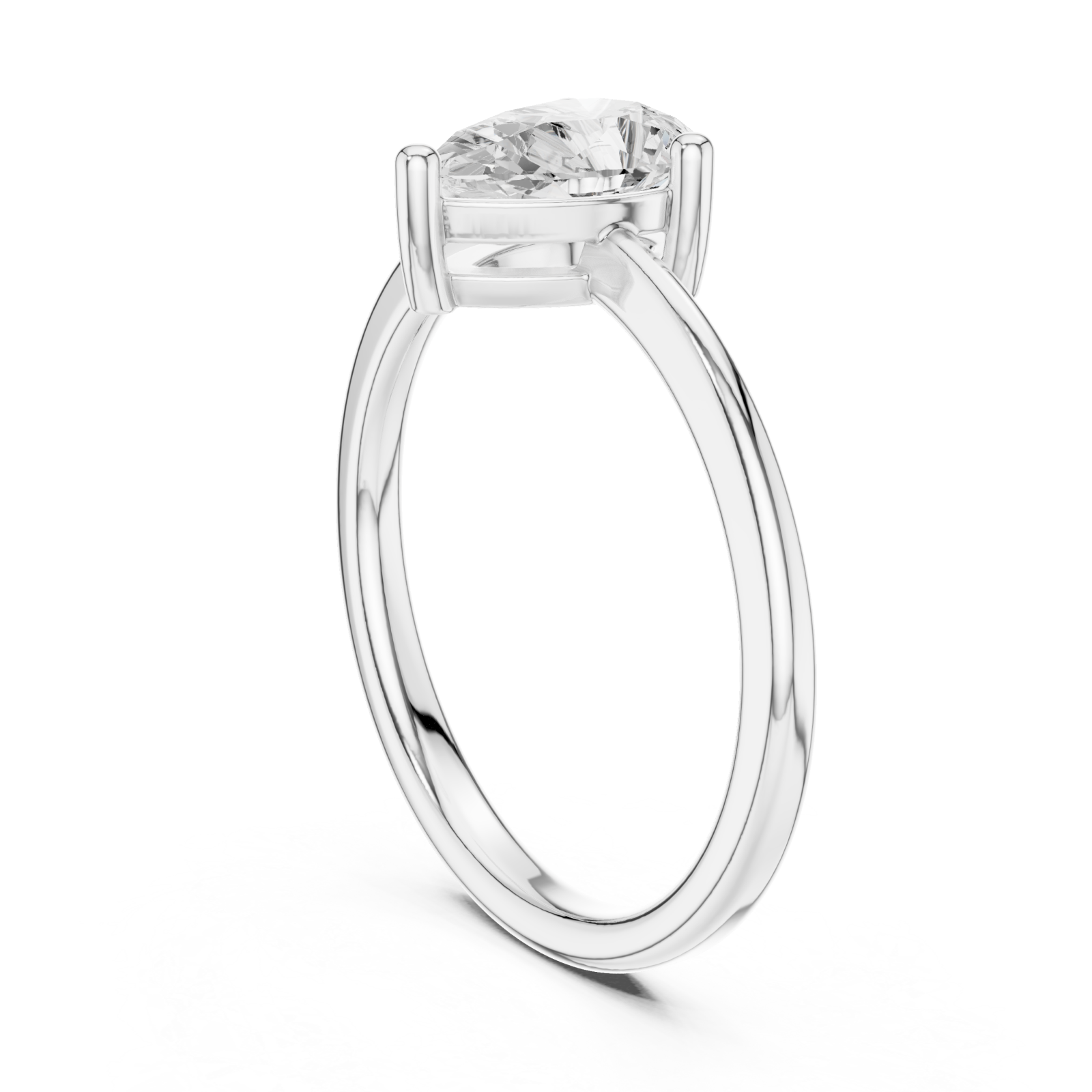  White Gold Graceful Marquise Charm Ring Left View