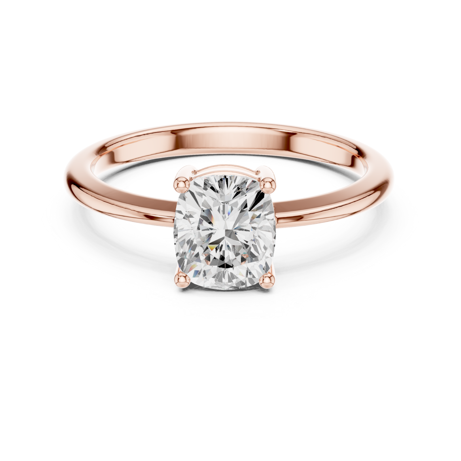  Rose Gold Luminous Grace Solitaire Ring Front View