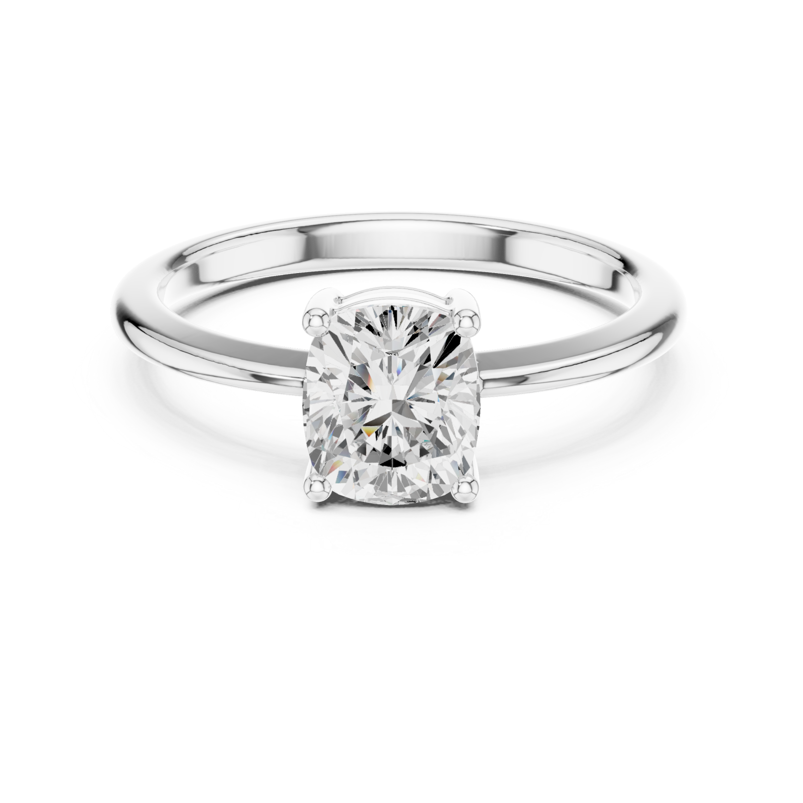  White Gold Luminous Grace Solitaire Ring Front View