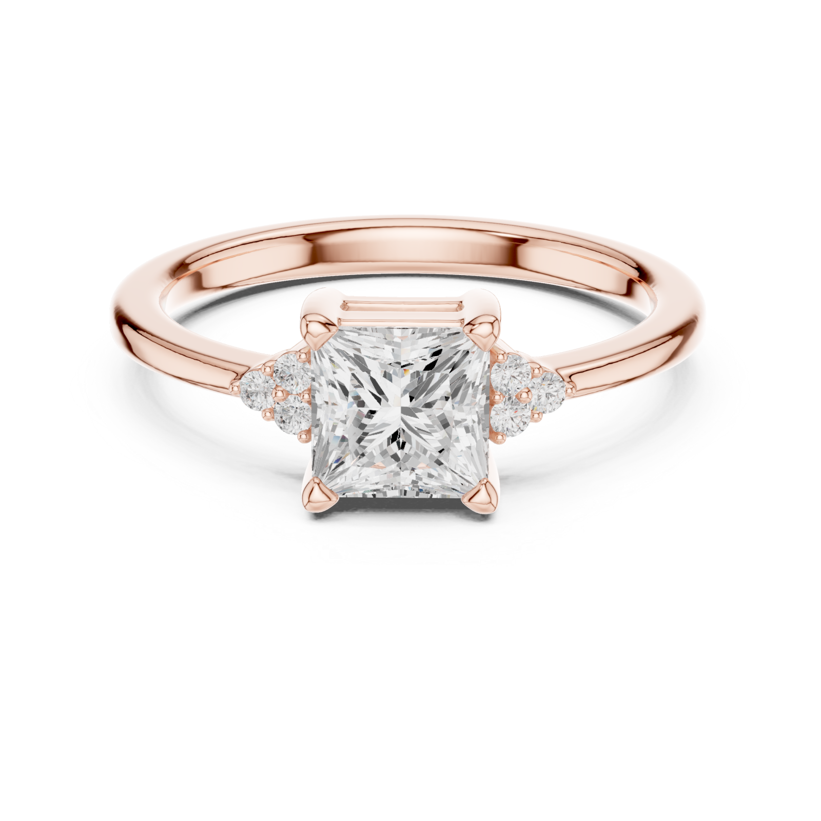 Rose Gold Elegance Bloom Modern Halo Engagement Ring Front View