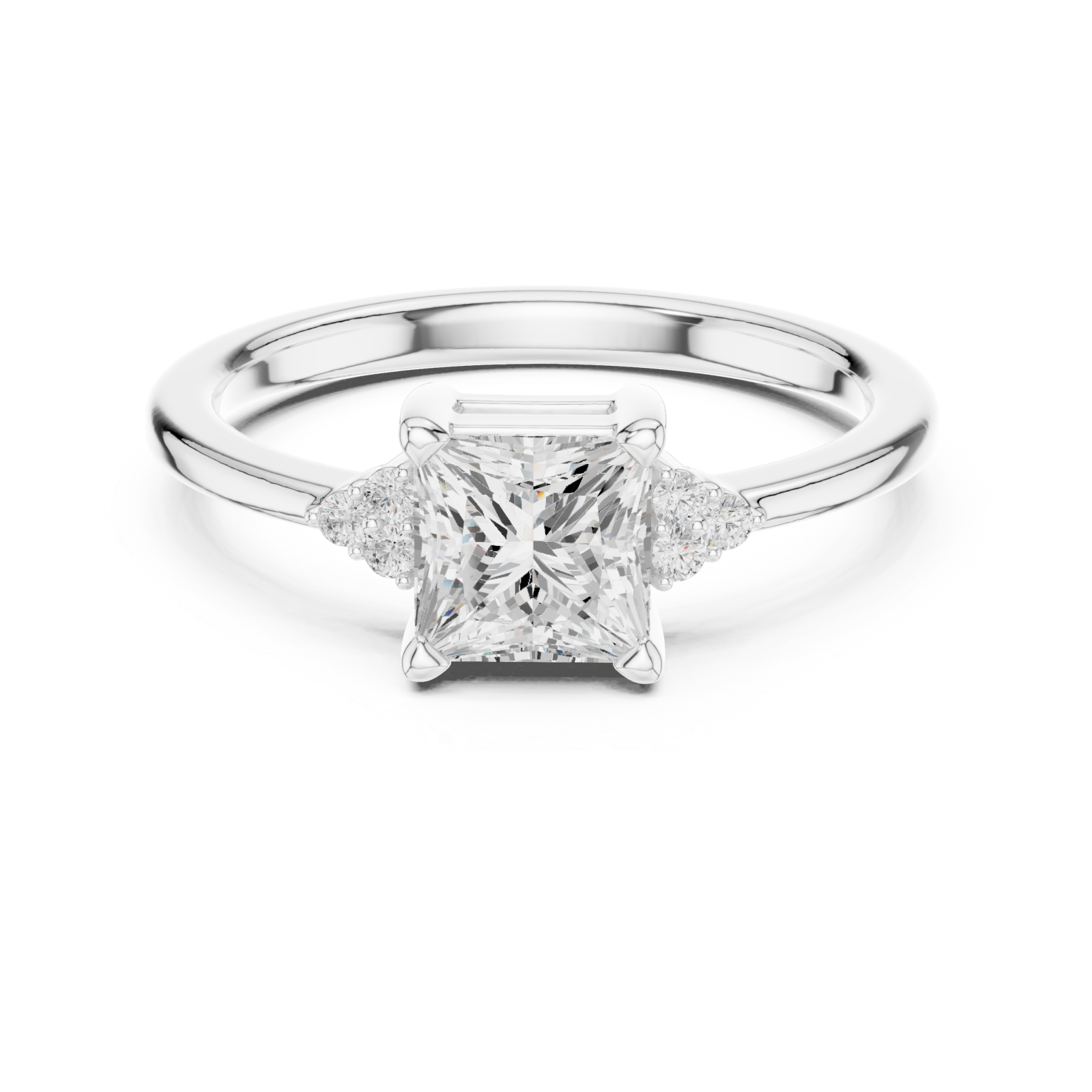  White Gold Elegance Bloom Modern Halo Engagement Ring Front View