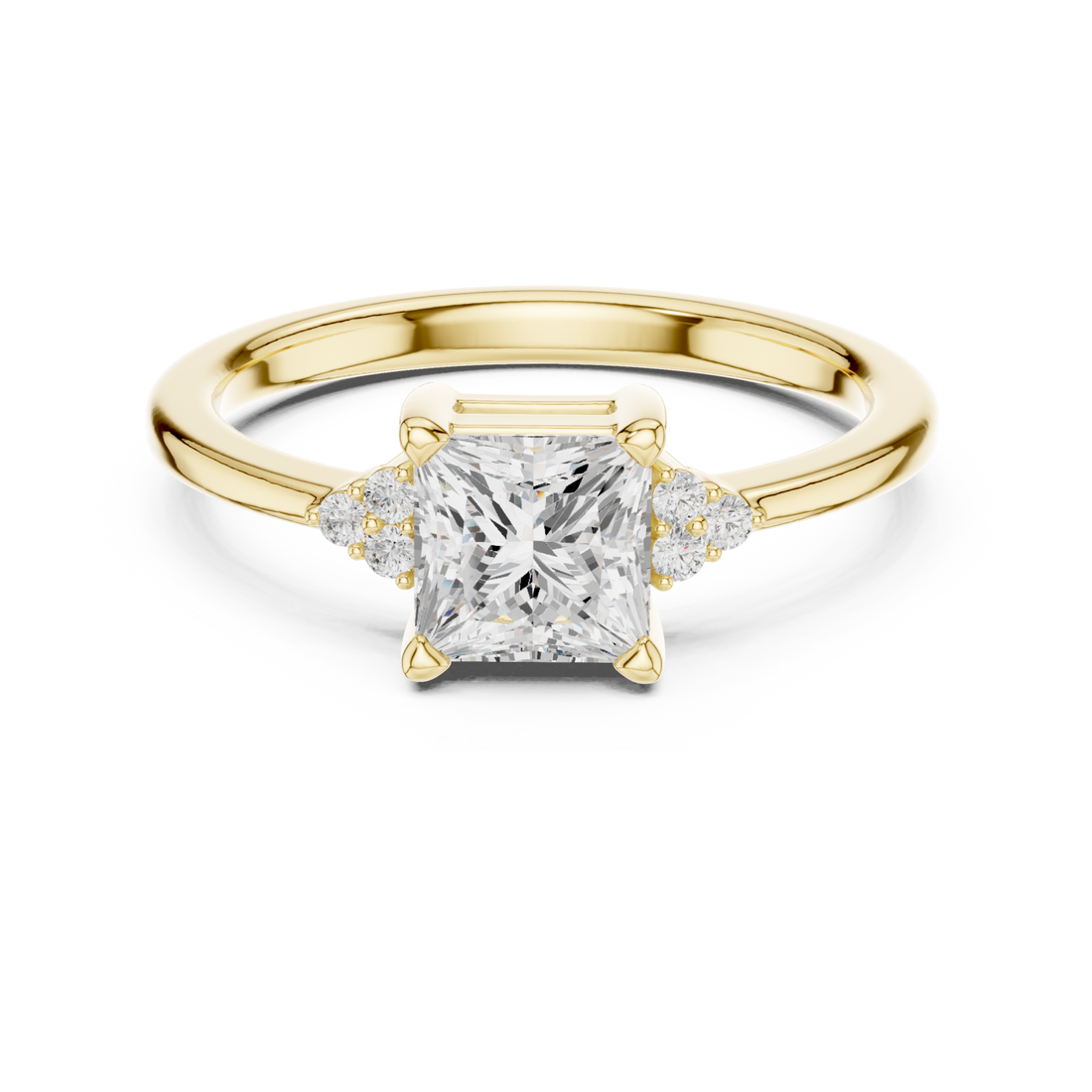 Gold Elegance Bloom Modern Halo Engagement Ring Right View