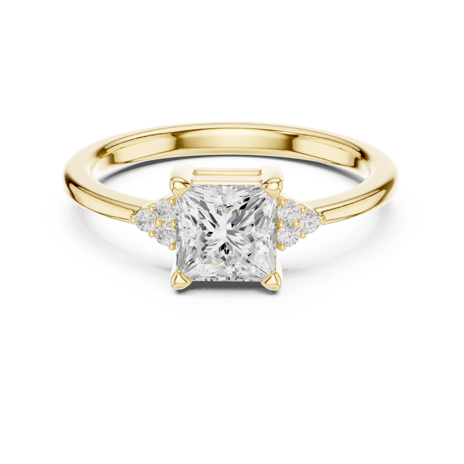  Gold Elegance Bloom Modern Halo Engagement Ring Front View