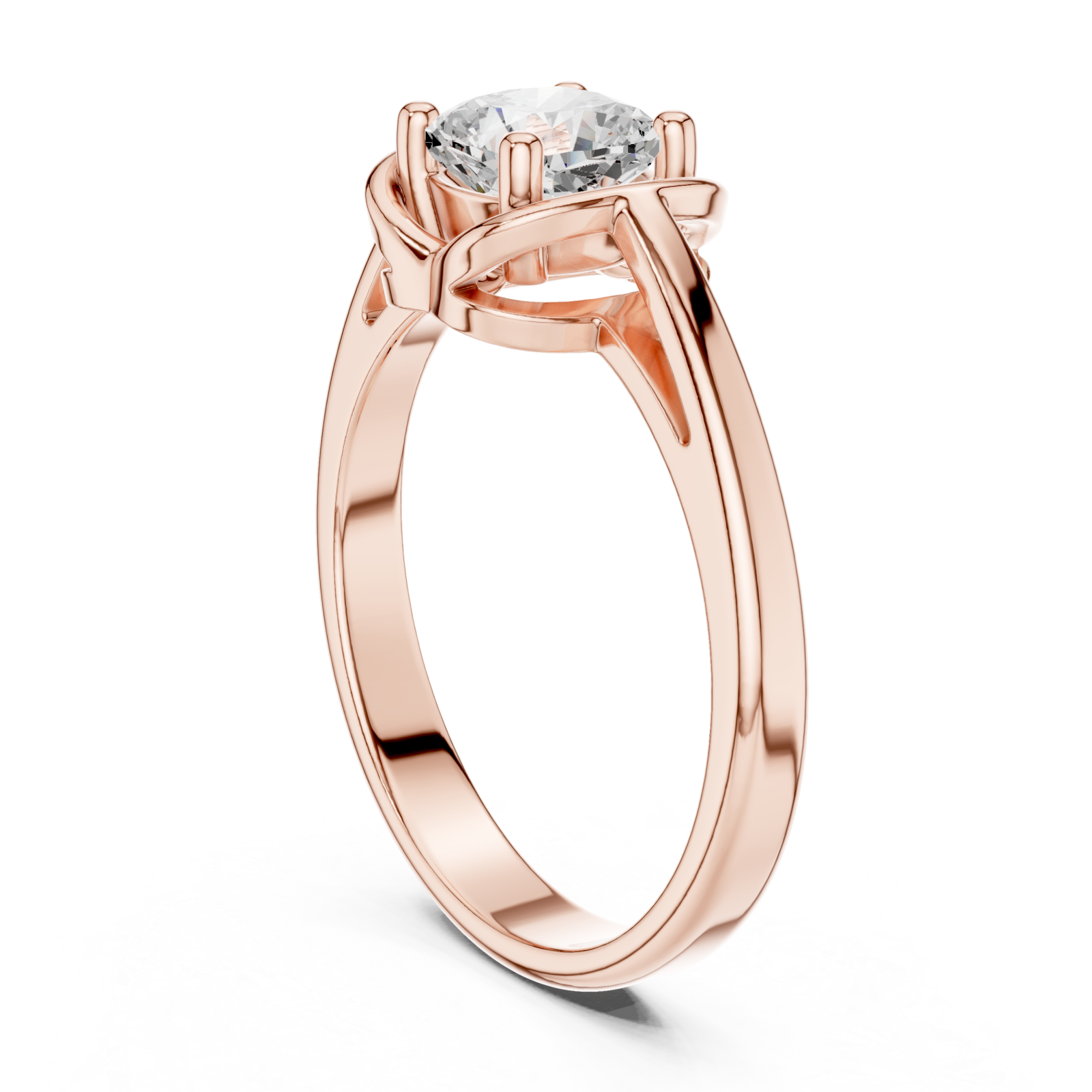  Rose Gold Timeless Charm Wrapped Solitaire Engagement Ring Left View