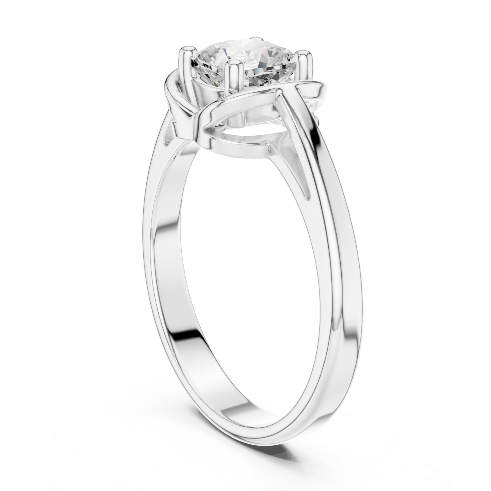  White Gold Timeless Charm Wrapped Solitaire Engagement Ring Left View
