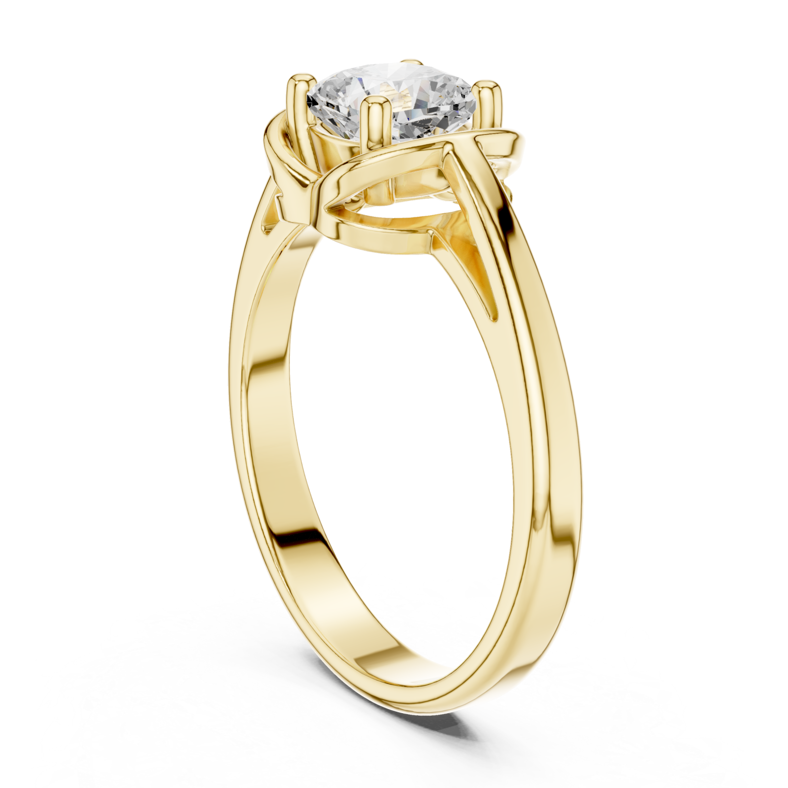  Gold Timeless Charm Wrapped Solitaire Engagement Ring Left View