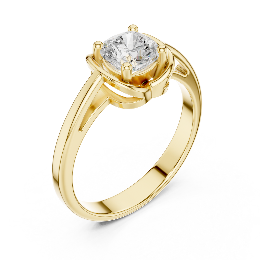 Gold Timeless Charm Wrapped Solitaire Engagement Ring Right View