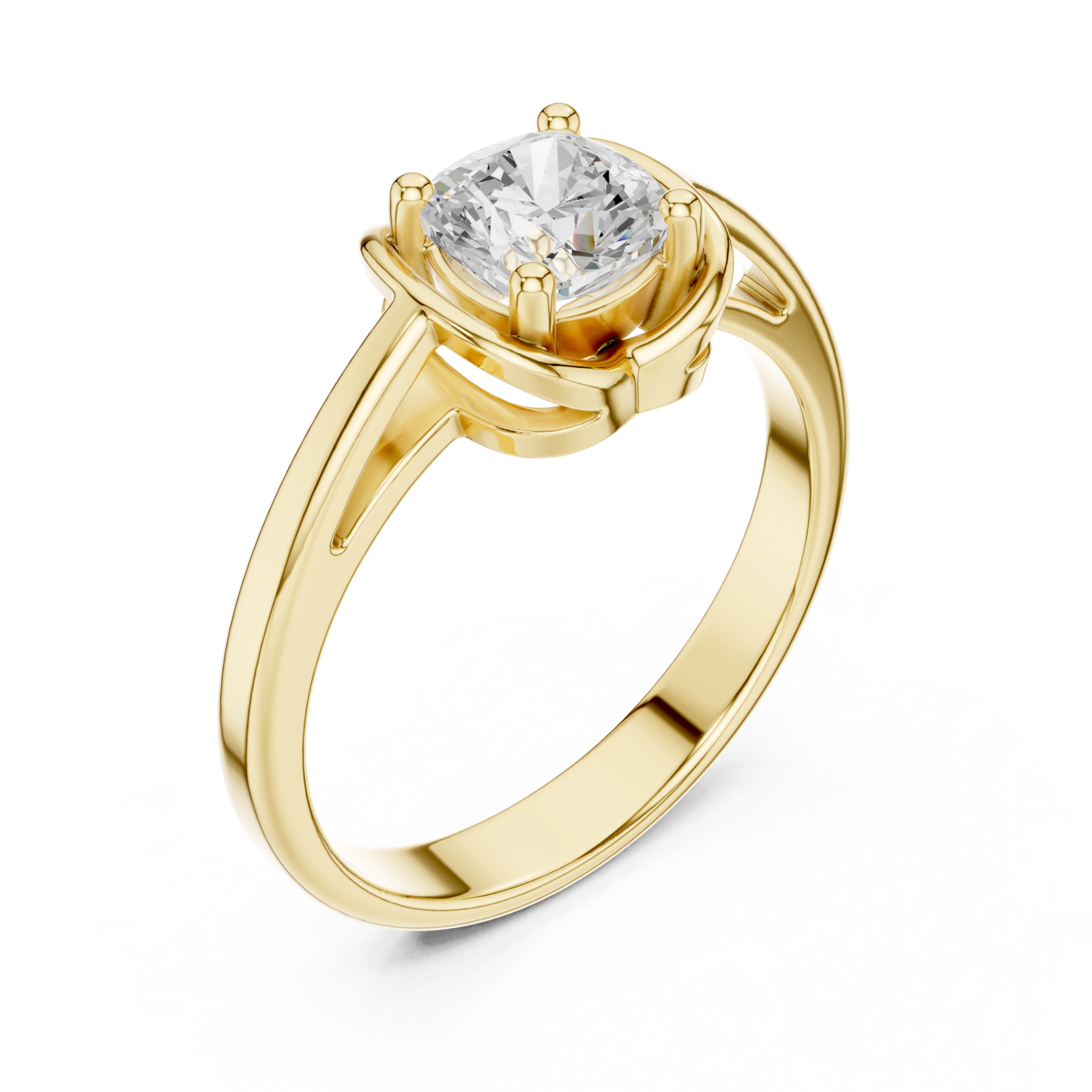 Gold Timeless Charm Wrapped Solitaire Engagement Ring Right View