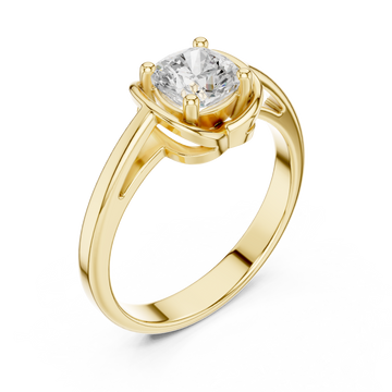 Gold Timeless Charm Wrapped Solitaire Engagement Ring Right View