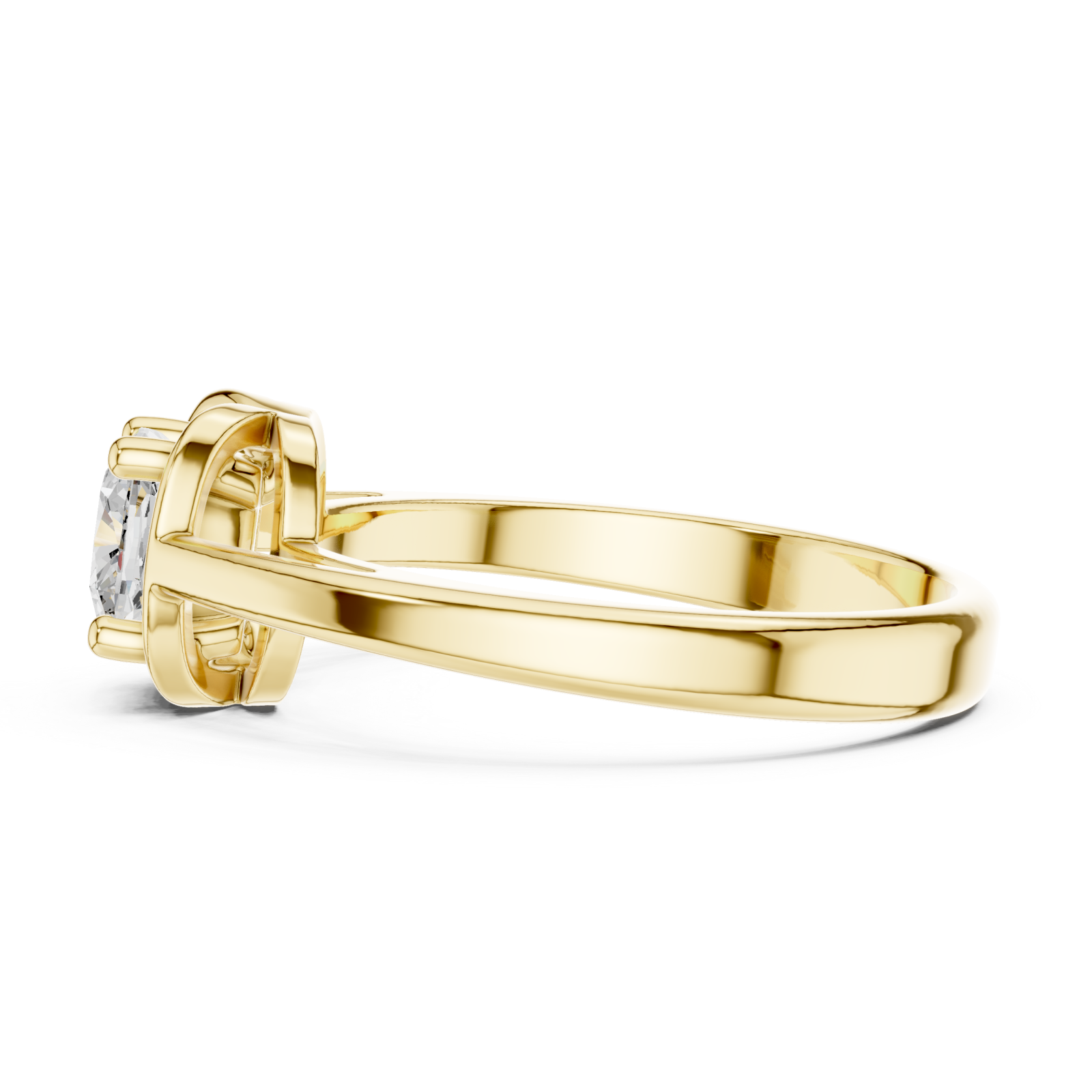  Gold Timeless Charm Wrapped Solitaire Engagement Ring Side View