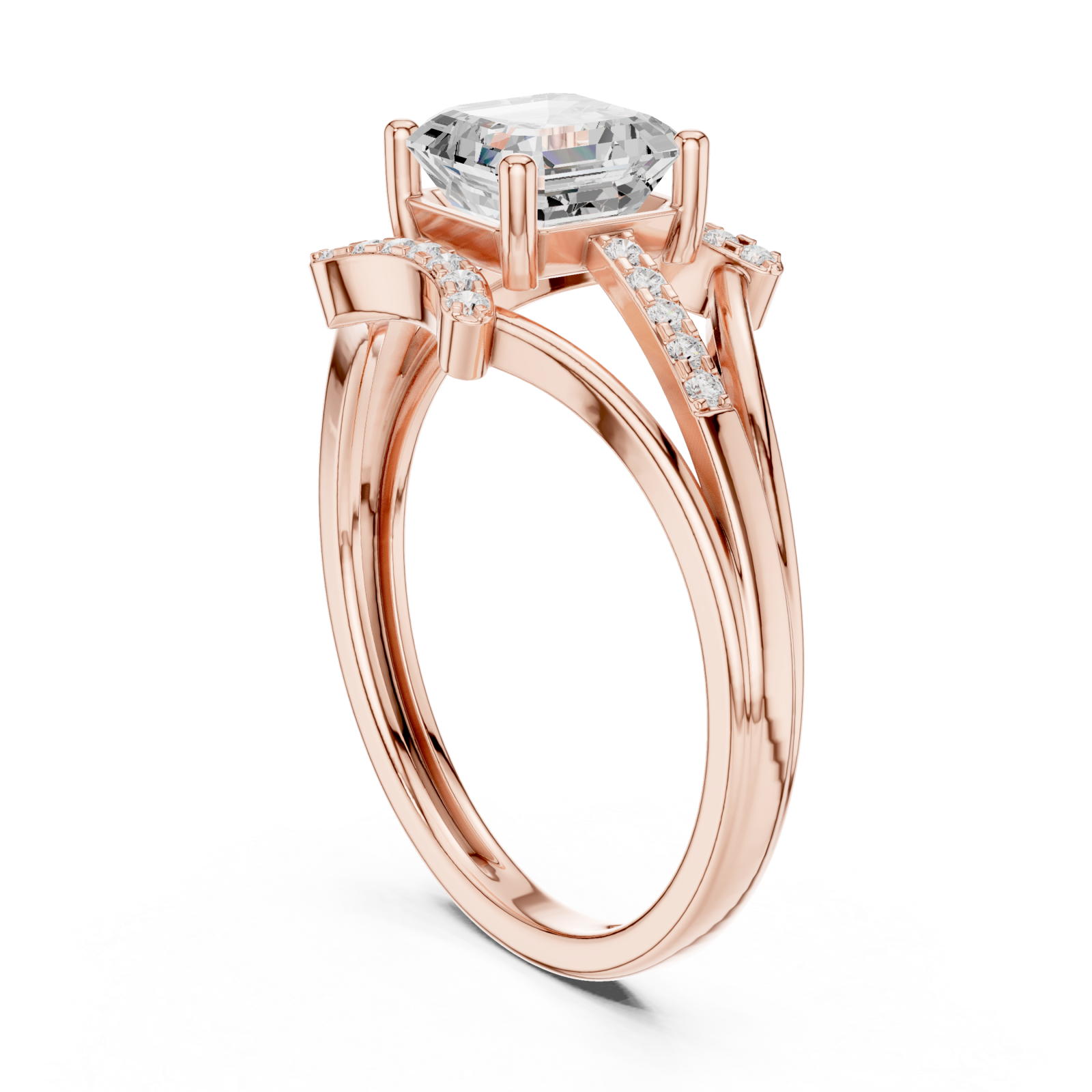 Rose Gold Eternal Crest Halo Ring Left View