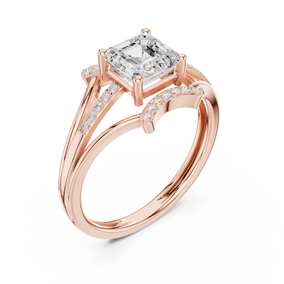  Rose Gold Eternal Crest Halo Ring Right View