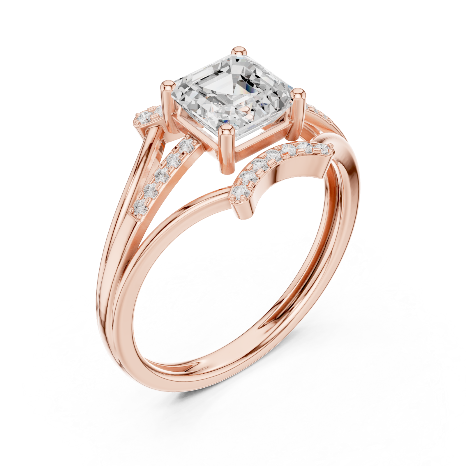  Rose Gold Eternal Crest Halo Ring Right View