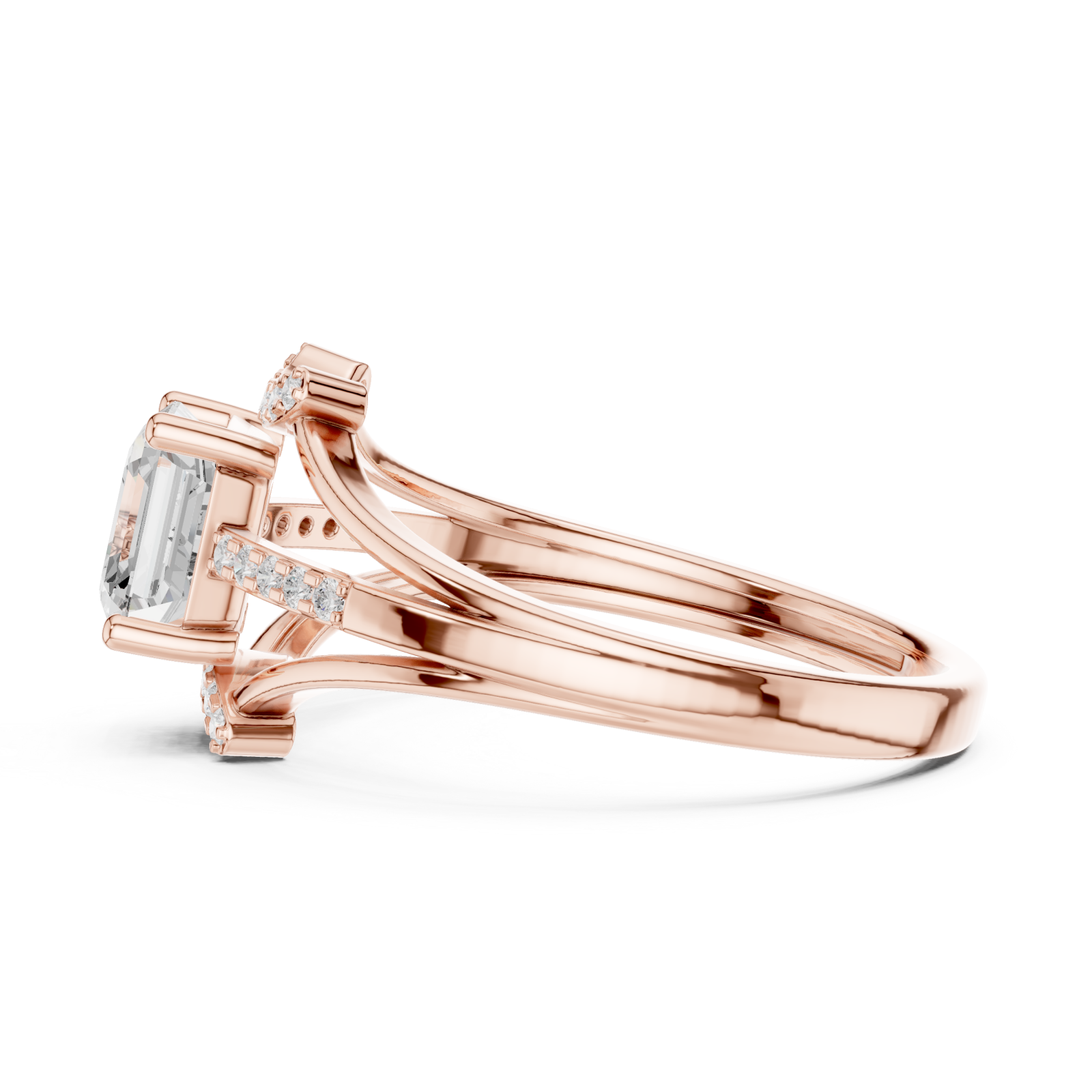  Rose Gold Eternal Crest Halo Ring Side View