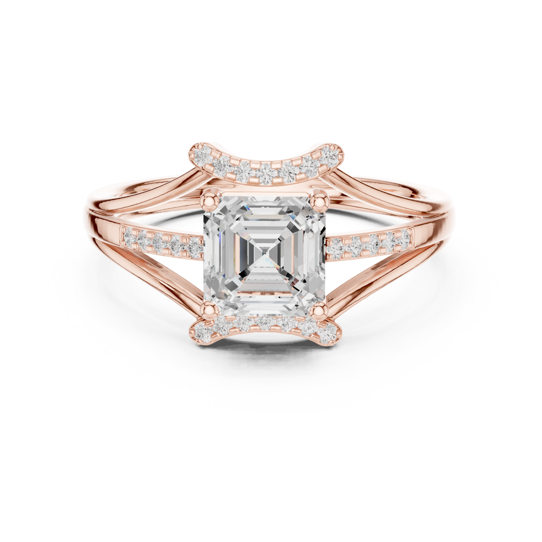  Rose Gold Eternal Crest Halo Ring Right View