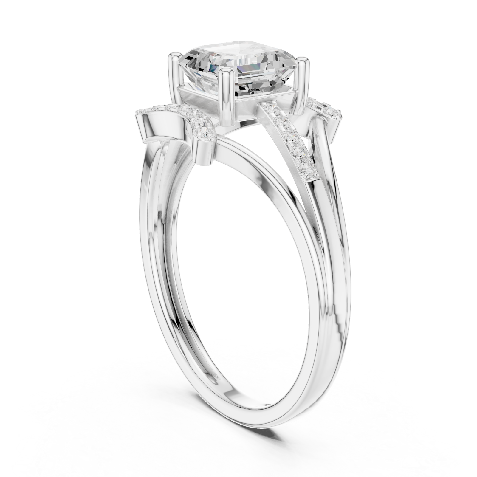  White Gold Eternal Crest Halo Ring Left View
