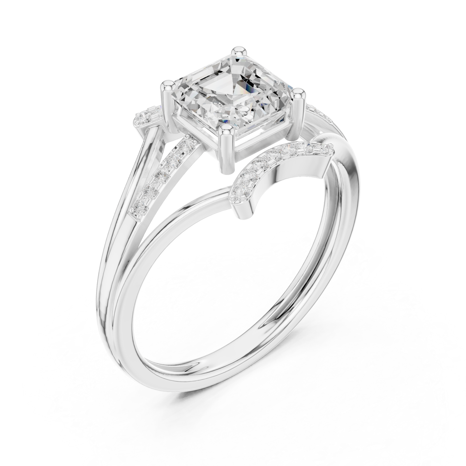  White Gold Eternal Crest Halo Ring Right View