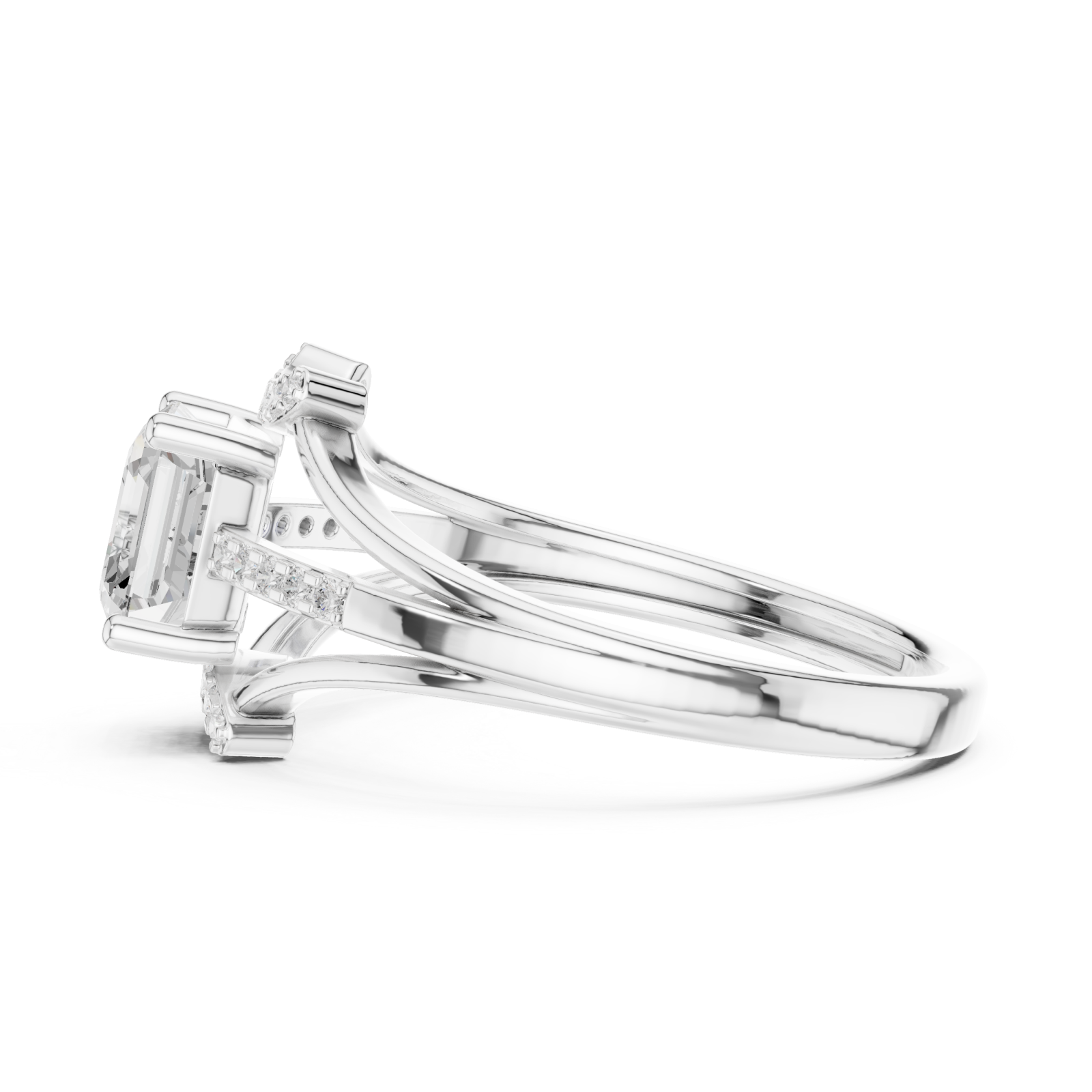  White Gold Eternal Crest Halo Ring Side View