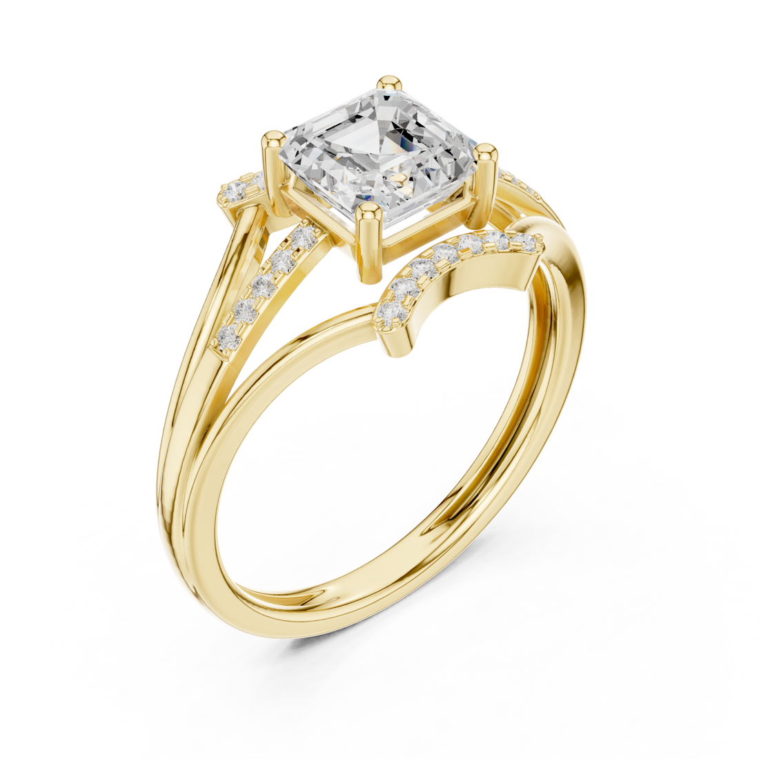 Gold Eternal Crest Halo Ring Right View
