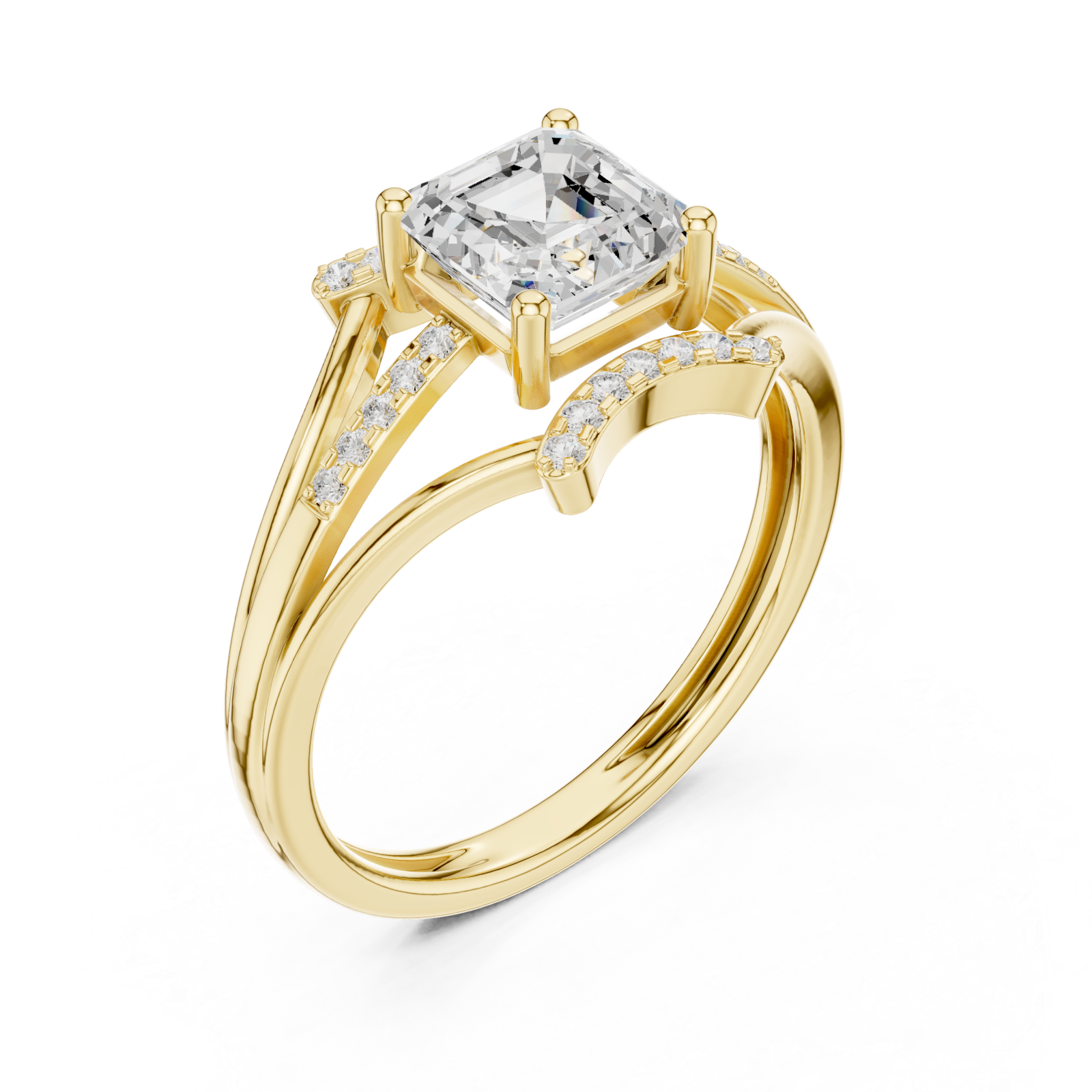 Gold Eternal Crest Halo Ring Right View