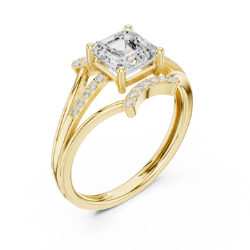 Gold Eternal Crest Halo Ring Right View