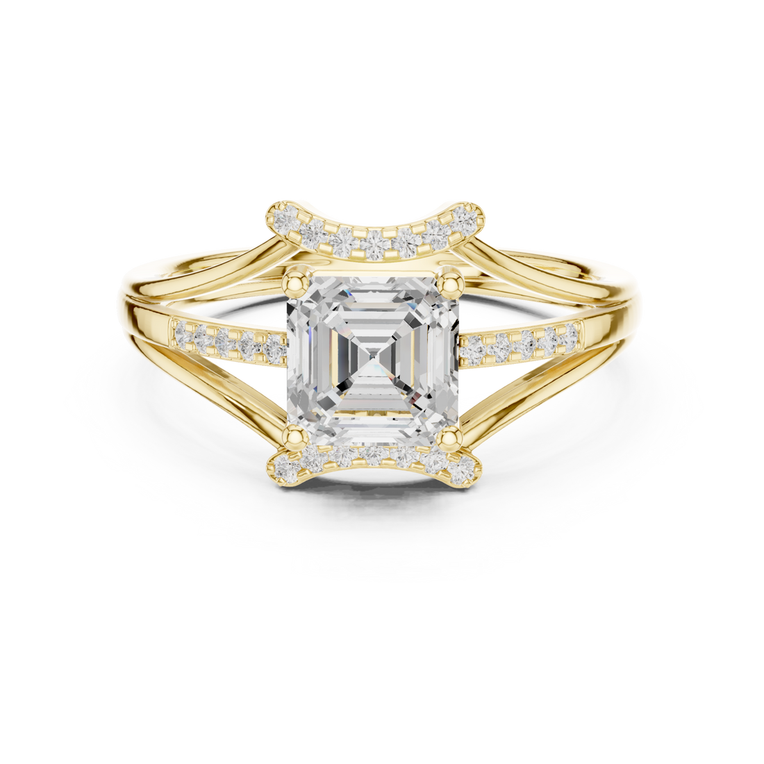 Gold Eternal Crest Halo Ring Right View