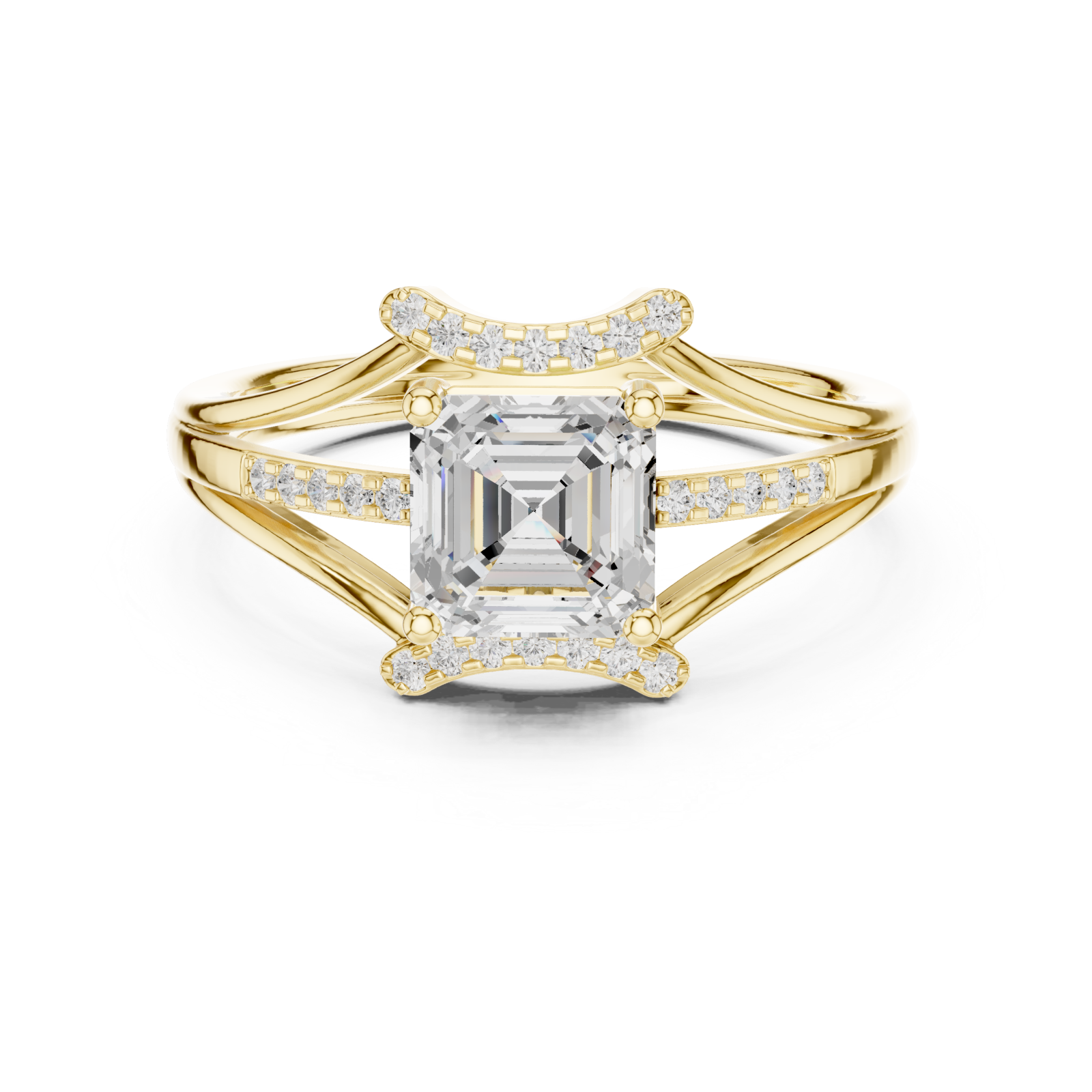  Gold Eternal Crest Halo Ring Front View