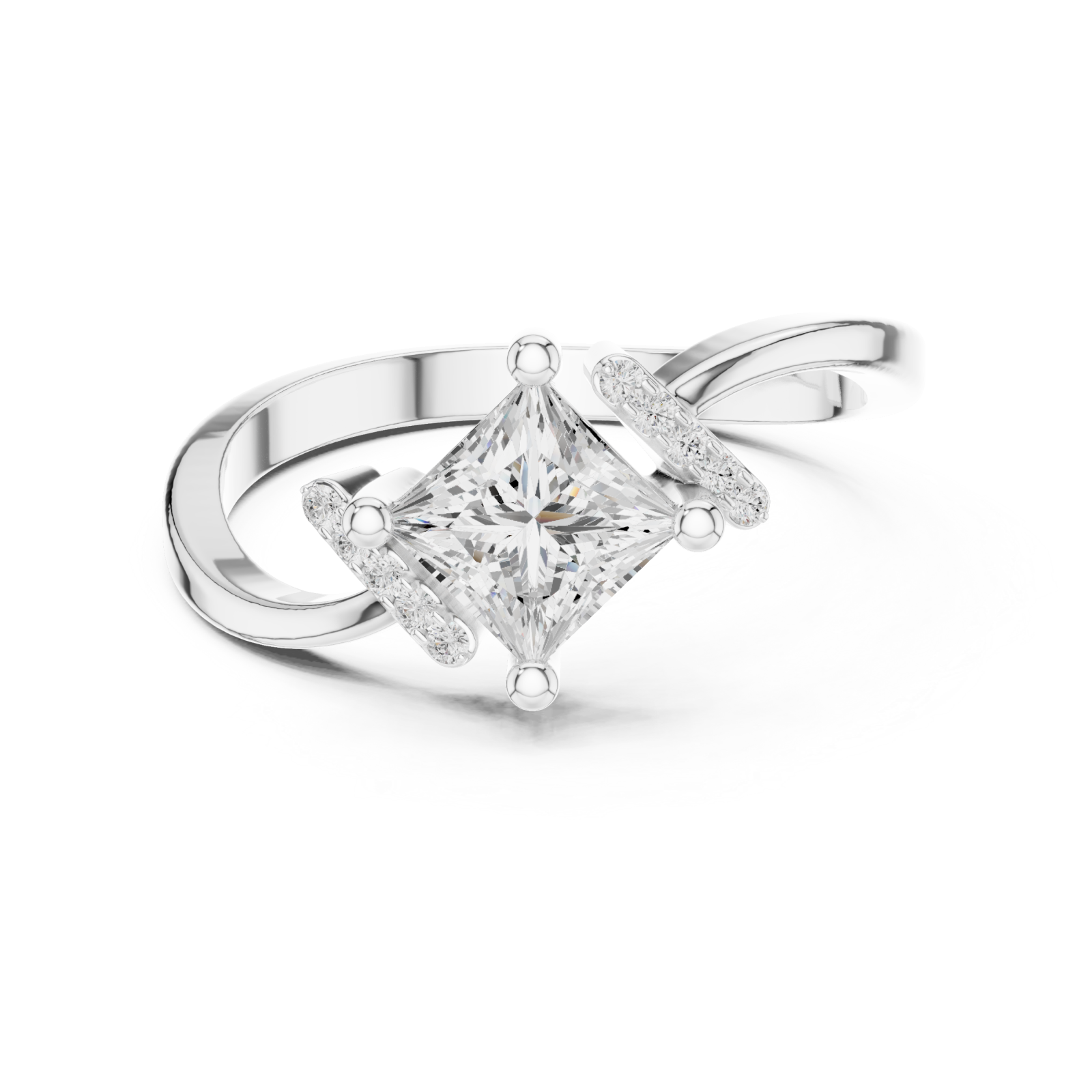  White Gold Celestial Prism Radiance Ring Front View