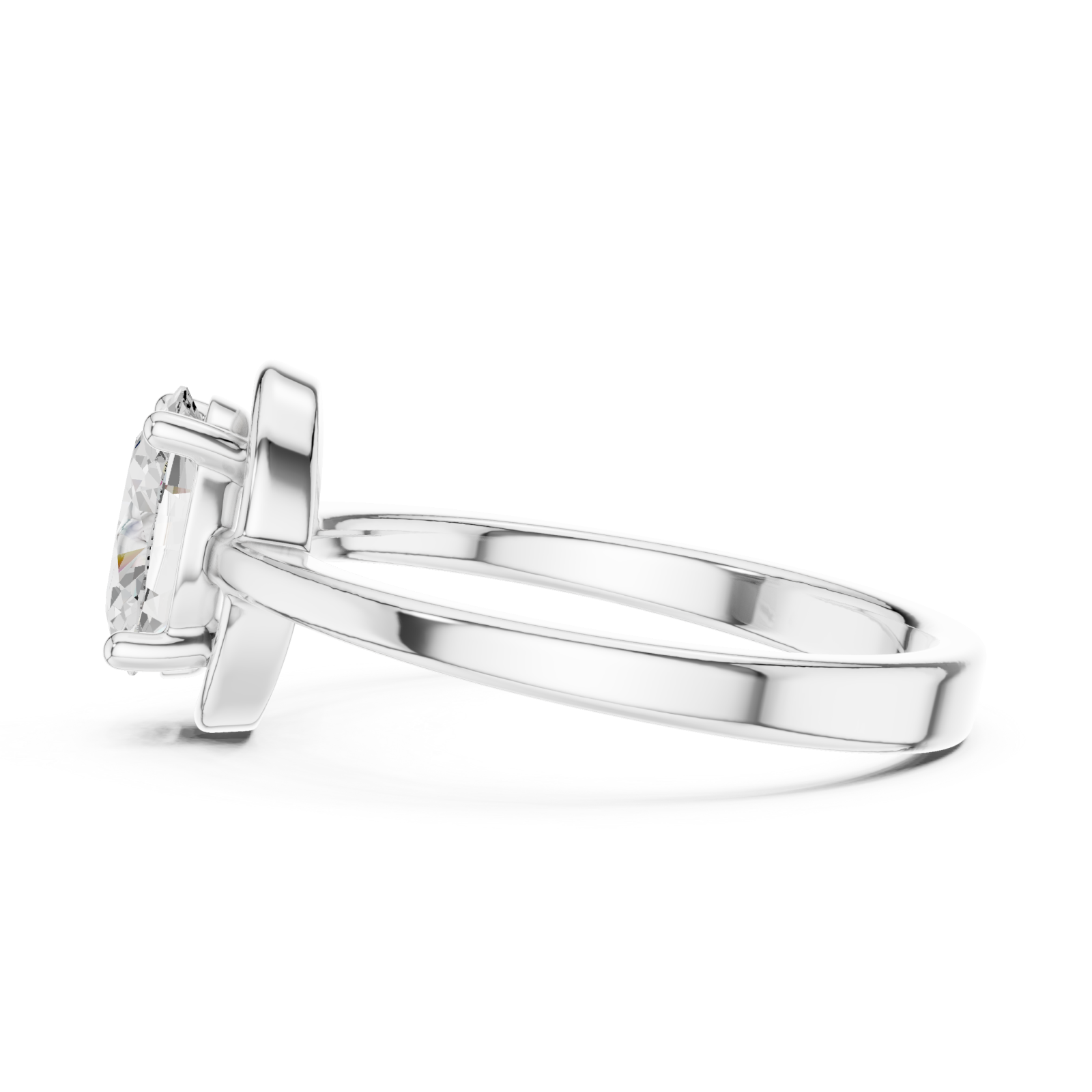  White Gold Celestial Aura Sparkle Ring Side View
