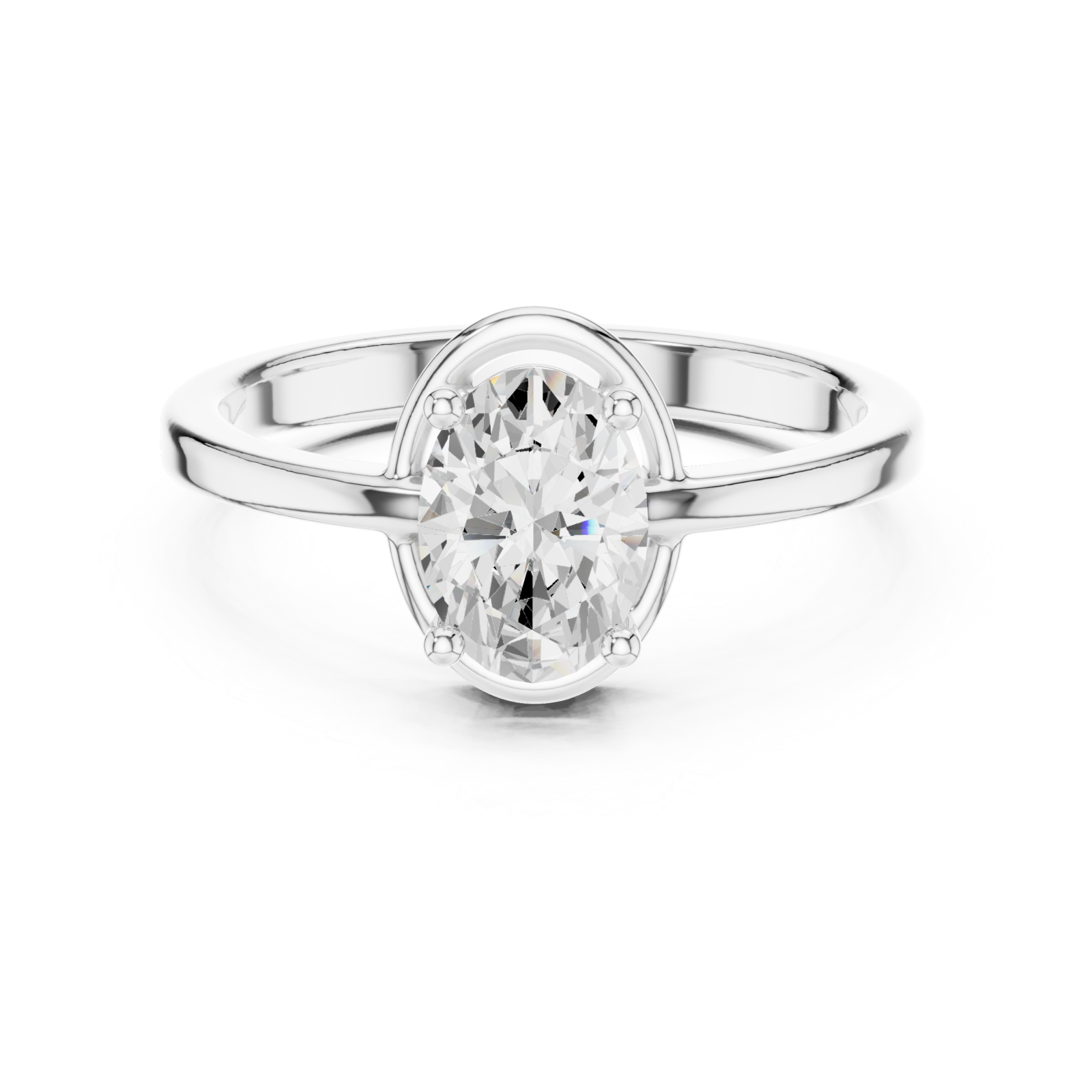  White Gold Celestial Aura Sparkle Ring Front View