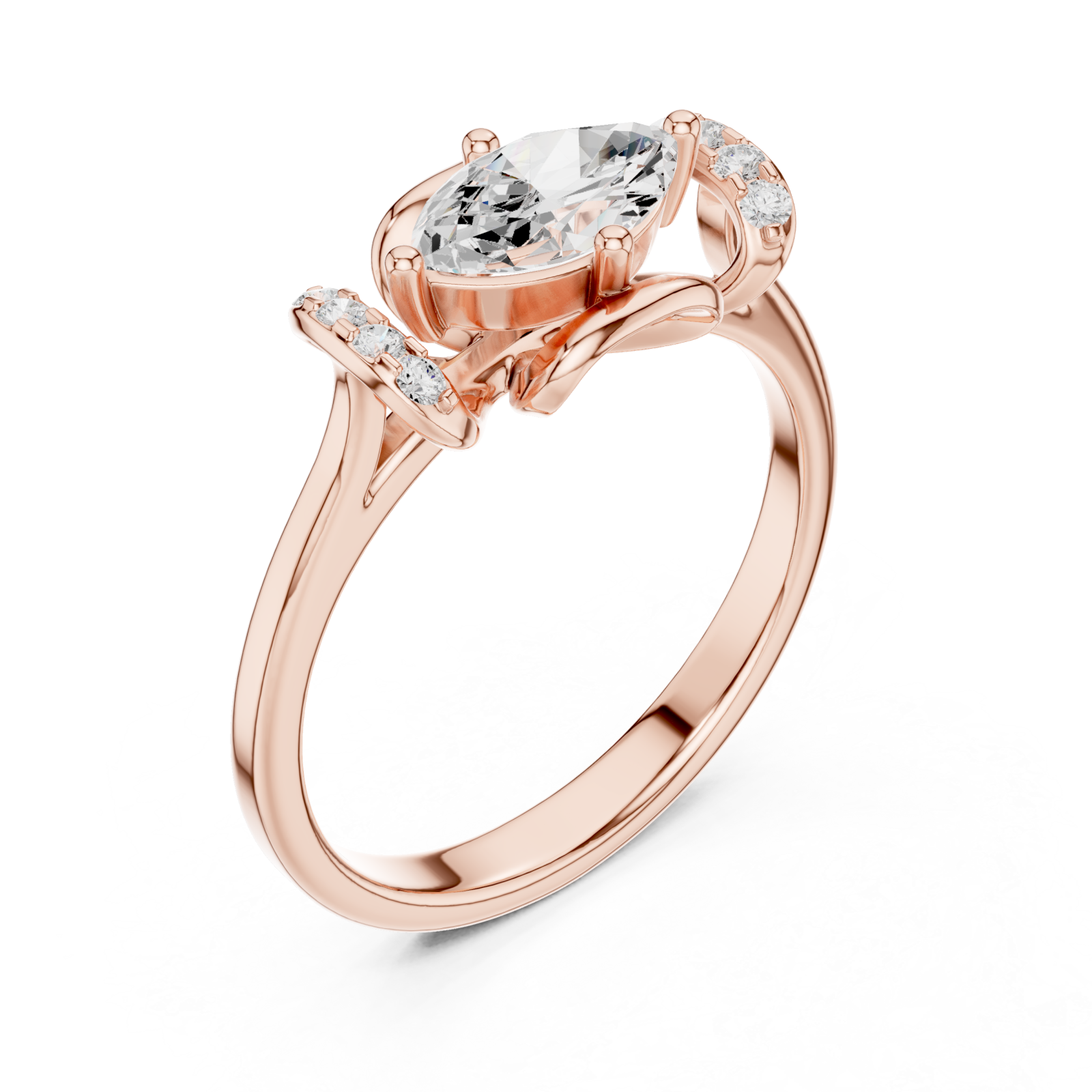  Rose Gold Eternal Grace Halo Solitaire Ring Right View