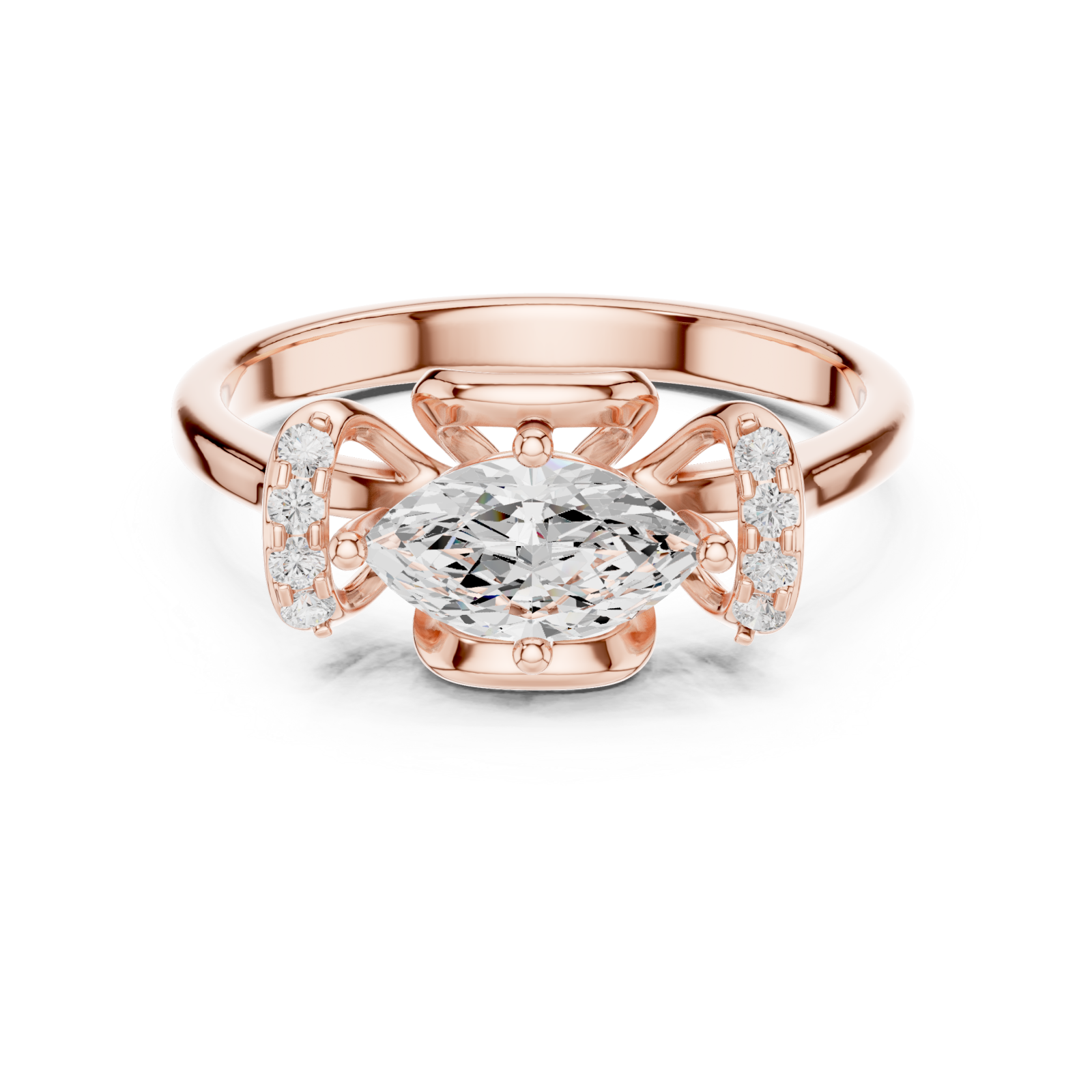  Rose Gold Eternal Grace Halo Solitaire Ring Front View